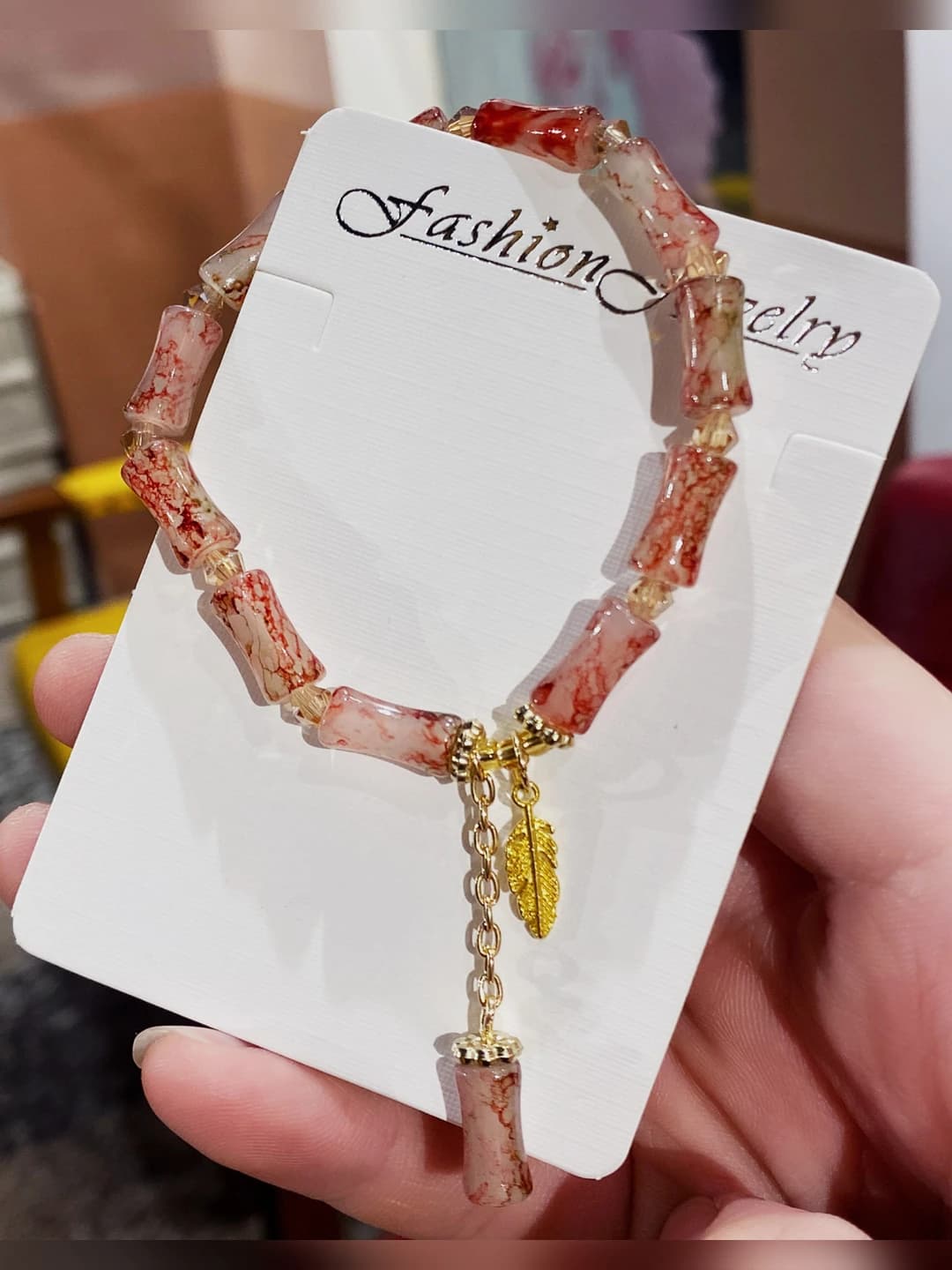 Rose red bamboo leaf bracelet (bag)