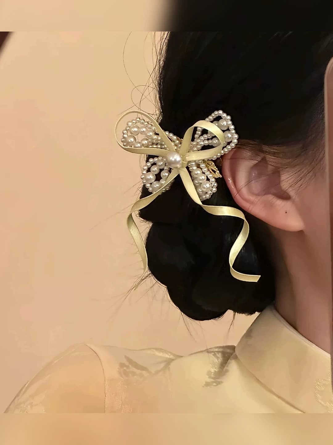 Yellow butterfly bow hair clip