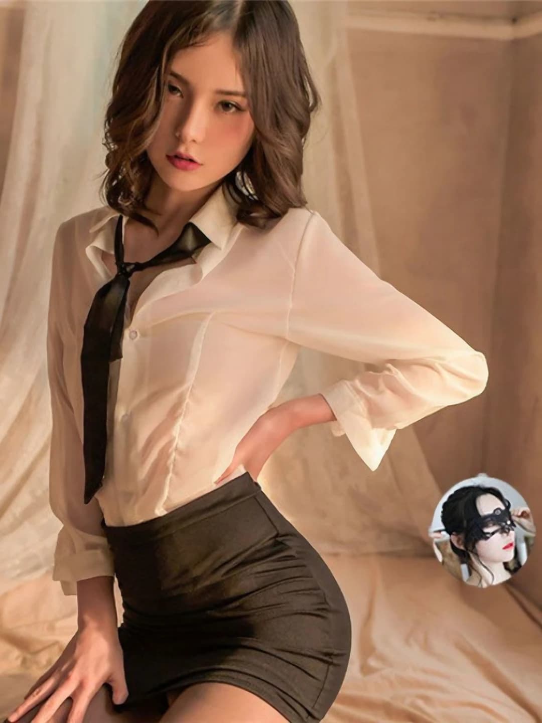 Top+Skirt+Tie+Underwear+Eyemask