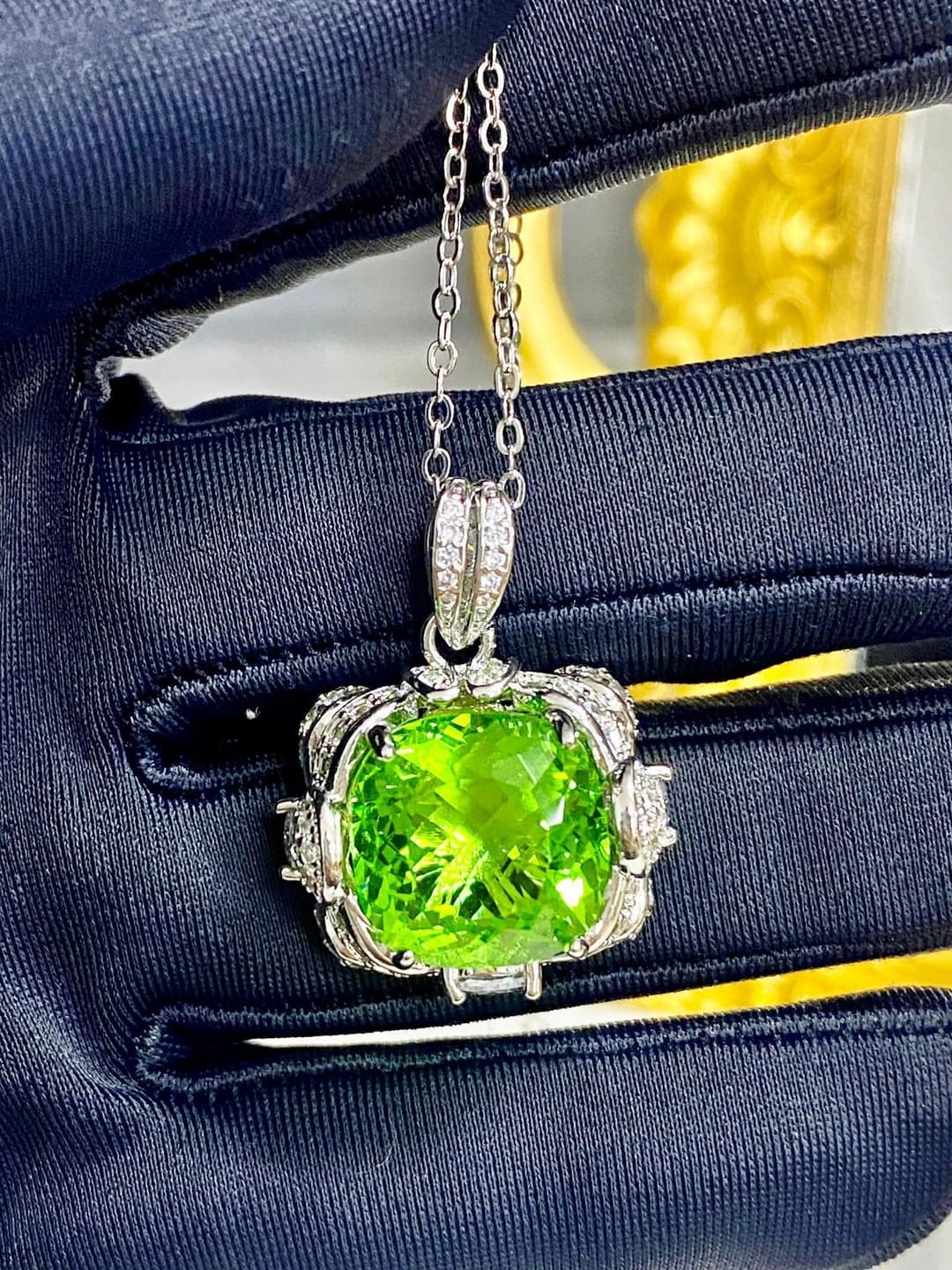 Emerald green diamond pendant (no chain)