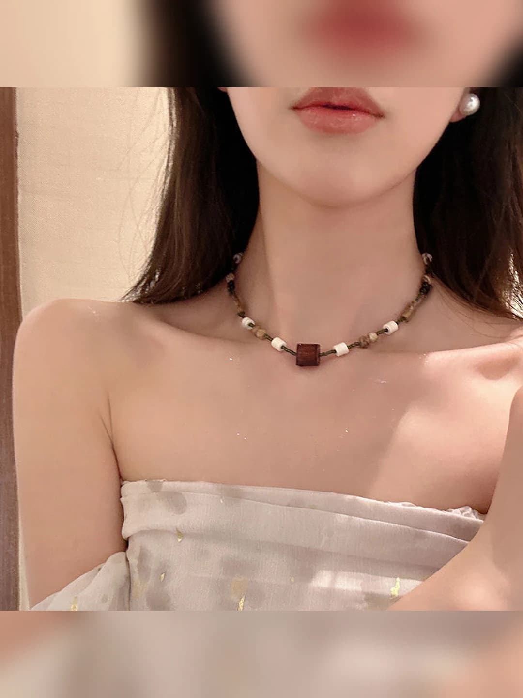 Beaded square necklace
