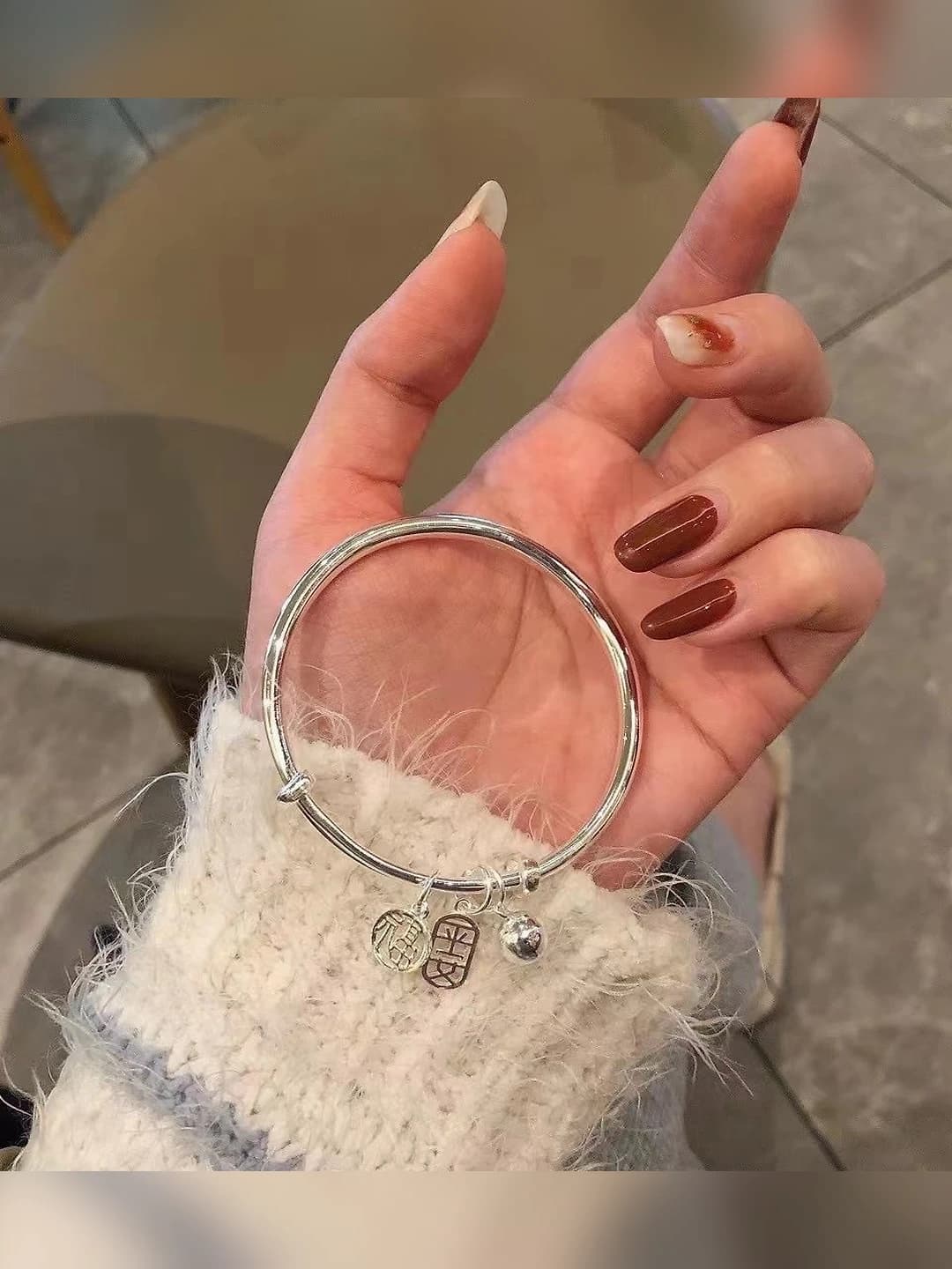 Women's zinc alloy bracelet with Chinese characters, Korea-Japan style