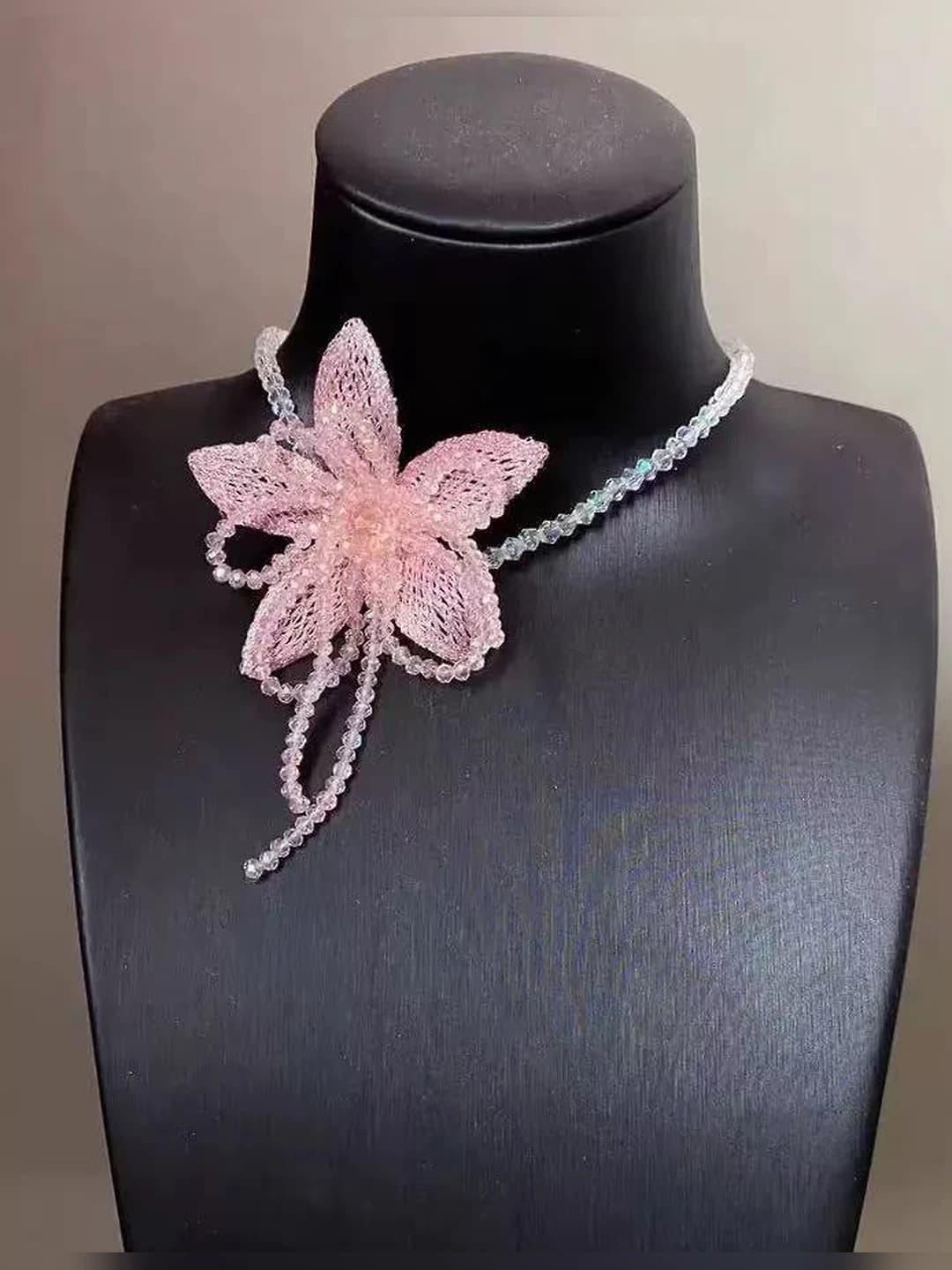 Pink lily necklace