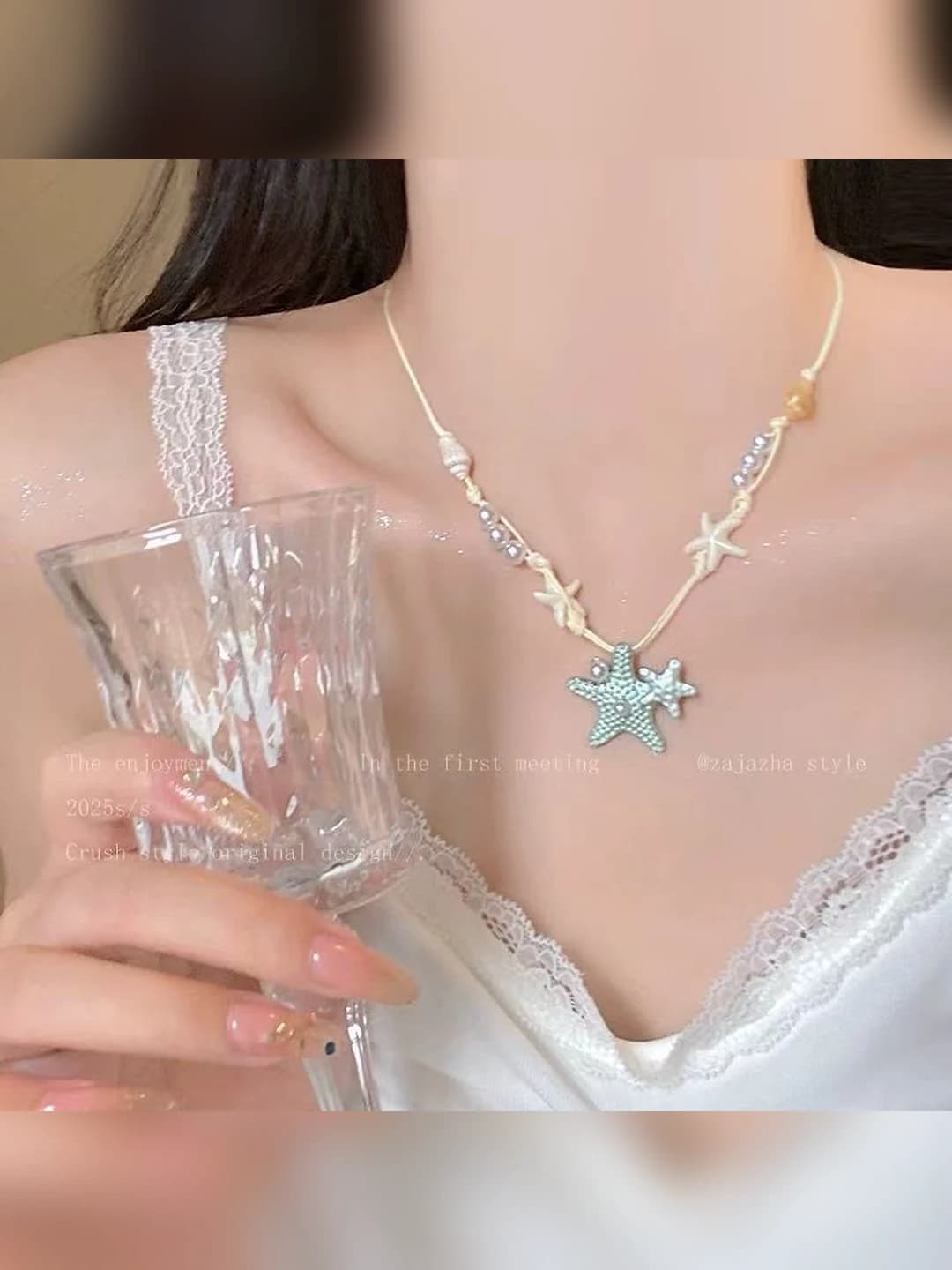 Blue starfish necklace