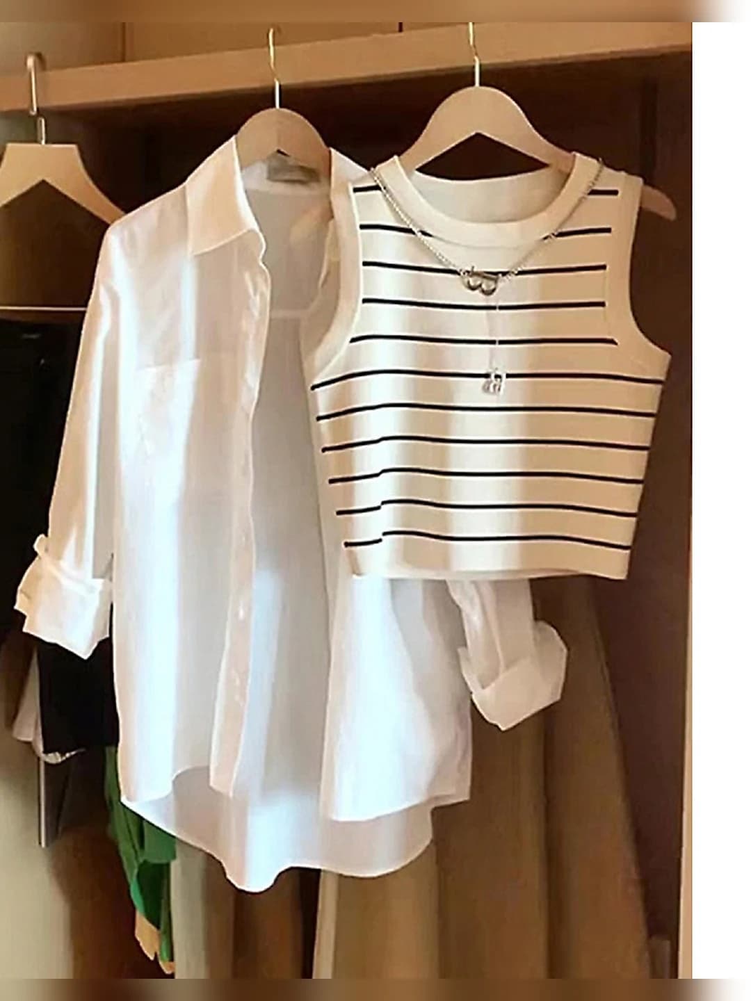 Women's summer sleeveless striped knit top, ice-silk fabric, slim fit, crew neck, cropped