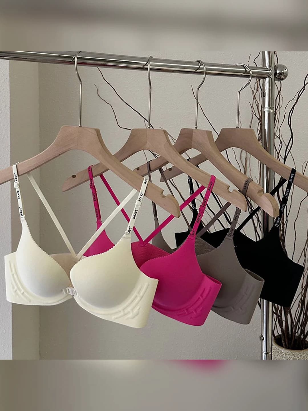 Women's seamless push-up bra with beautiful back, front closure, and no underwire
