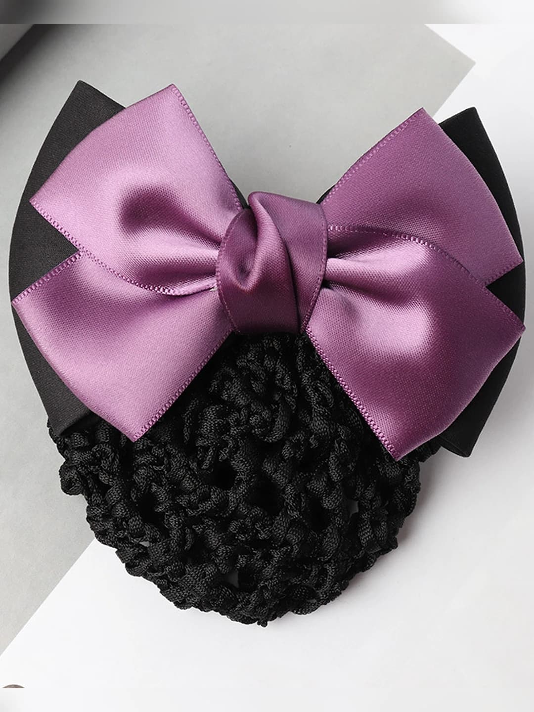 2-section, bow, purple, black mesh