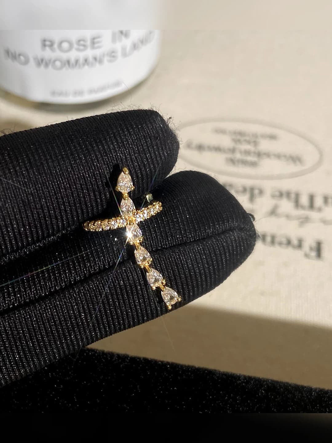 Gold cross ear cuff