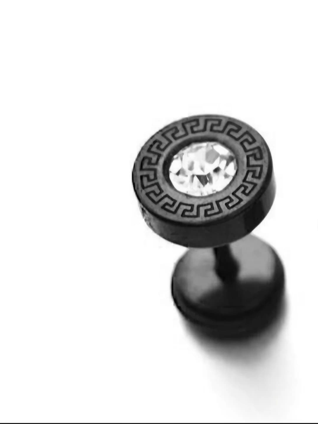 Round diamond barbell stud, black, 1 pc MS-555