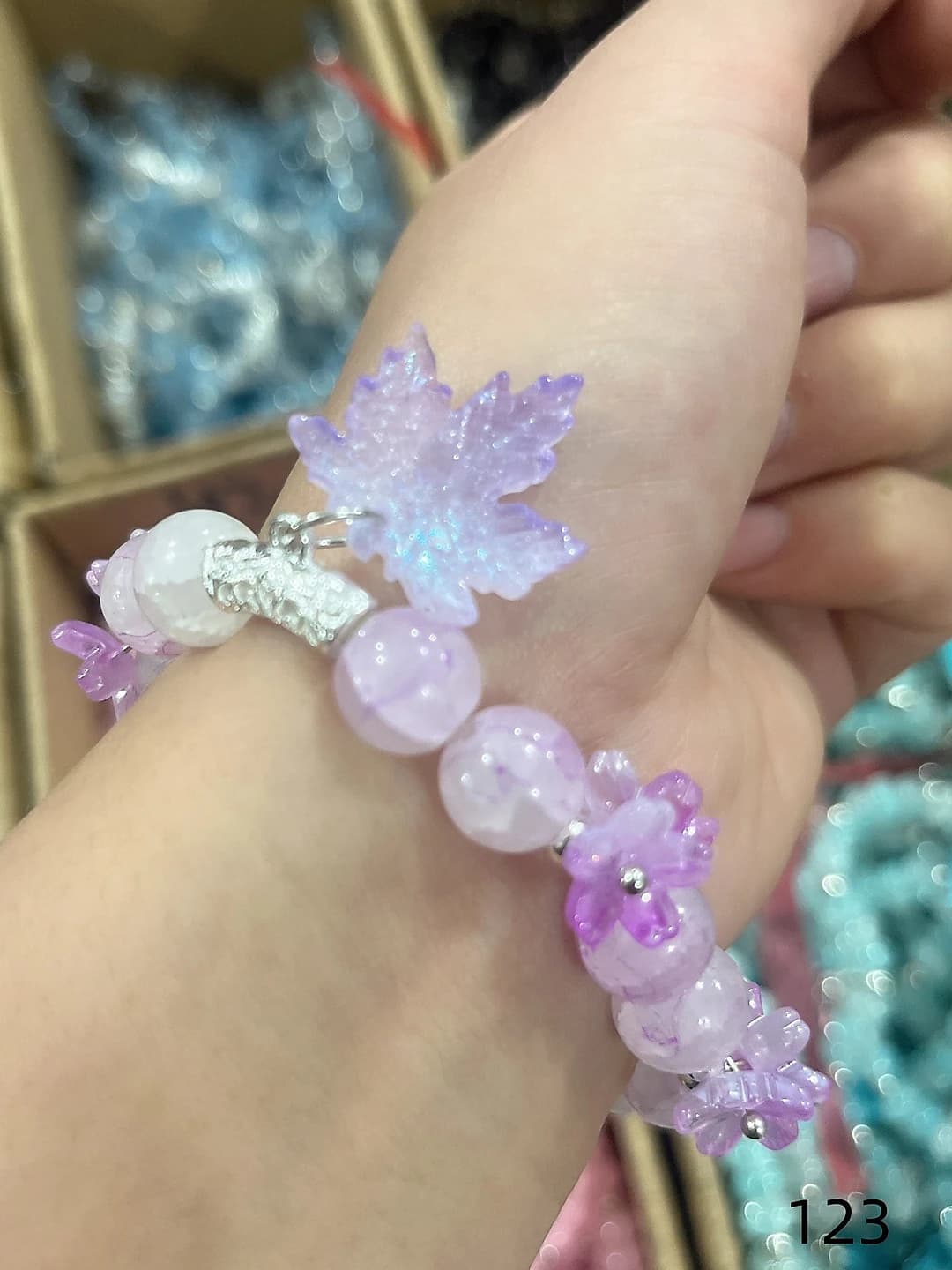 Falling maple leaf bracelet purple