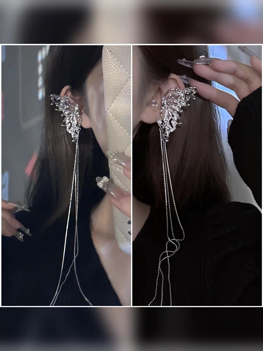 Women's U-shaped ear clips made of alloy with electroplating, insect shape with butterfly design element
