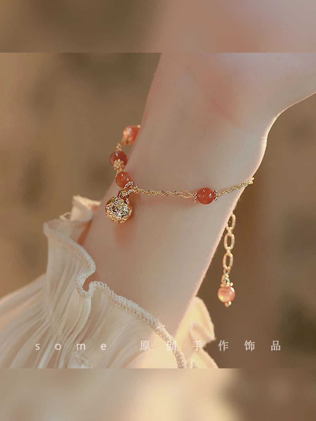 Red. Bell bracelet