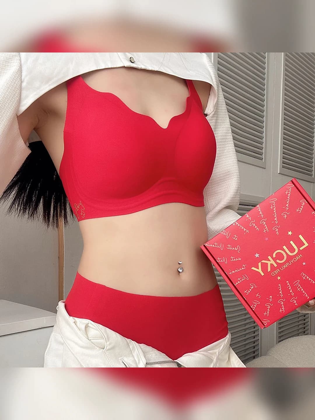 Women's seamless sports tank top bra set