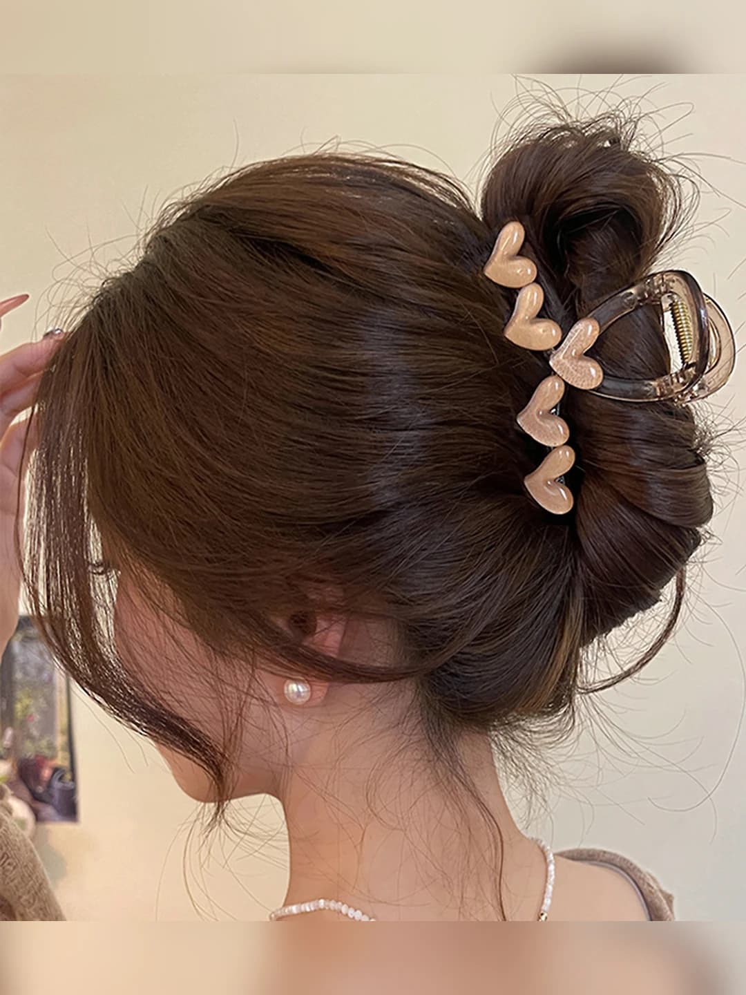 4# Кофейный, сердце, клипса
