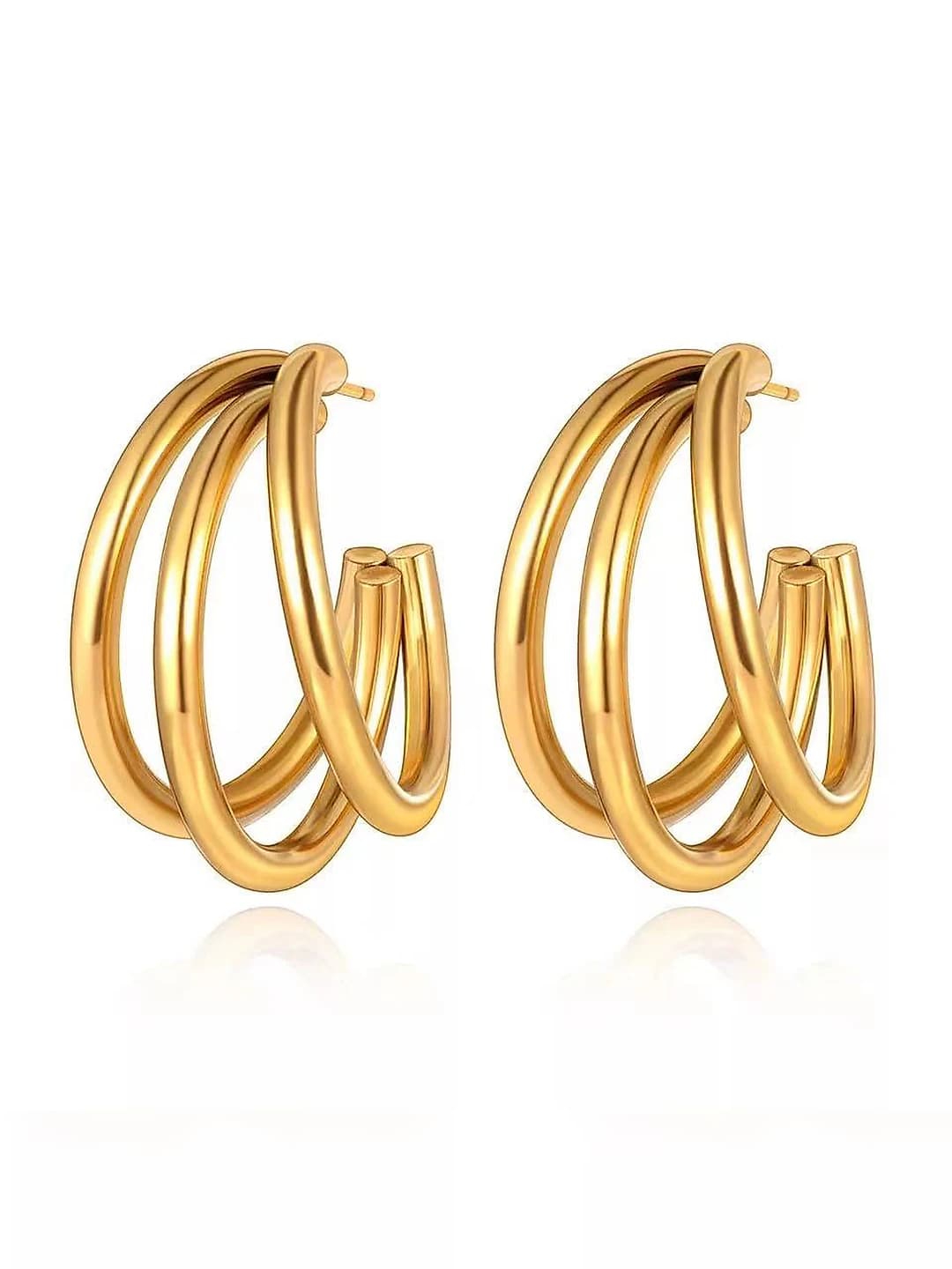 Женские серьги-гвоздики из титановой стали с золотым покрытием 18K, многослойные круглые C-образные, геометрические