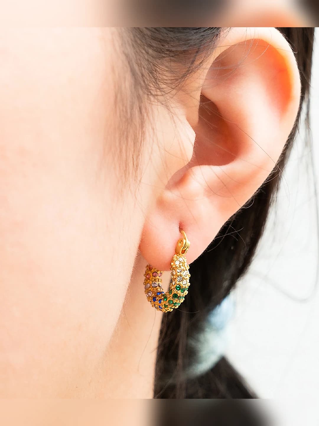 Seven colors full diamond round earrings (S)