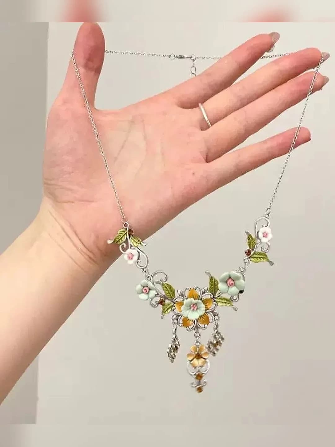 Floral tassel necklace