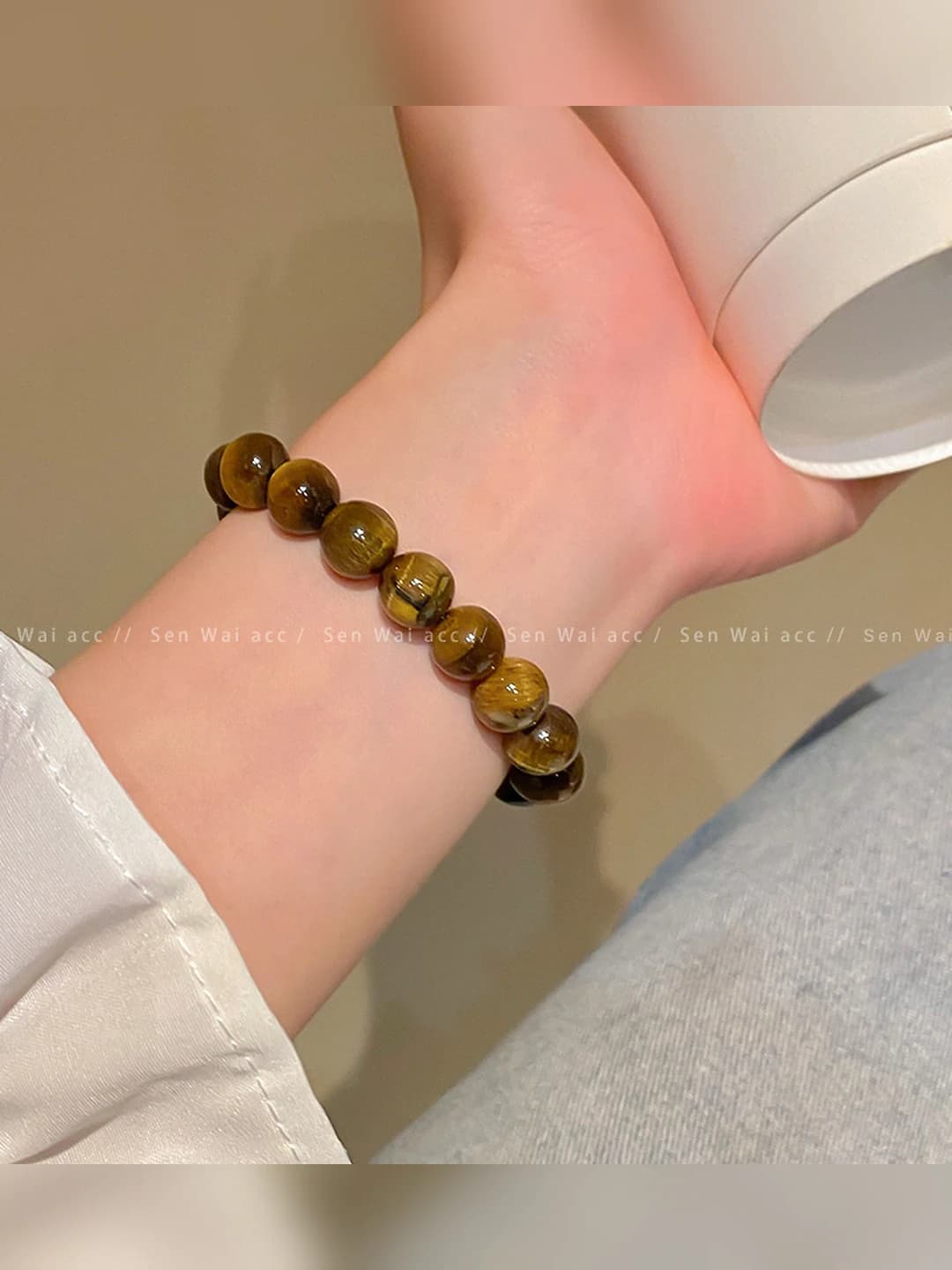 Retro tiger eye beaded bracelet for women in new Chinese style