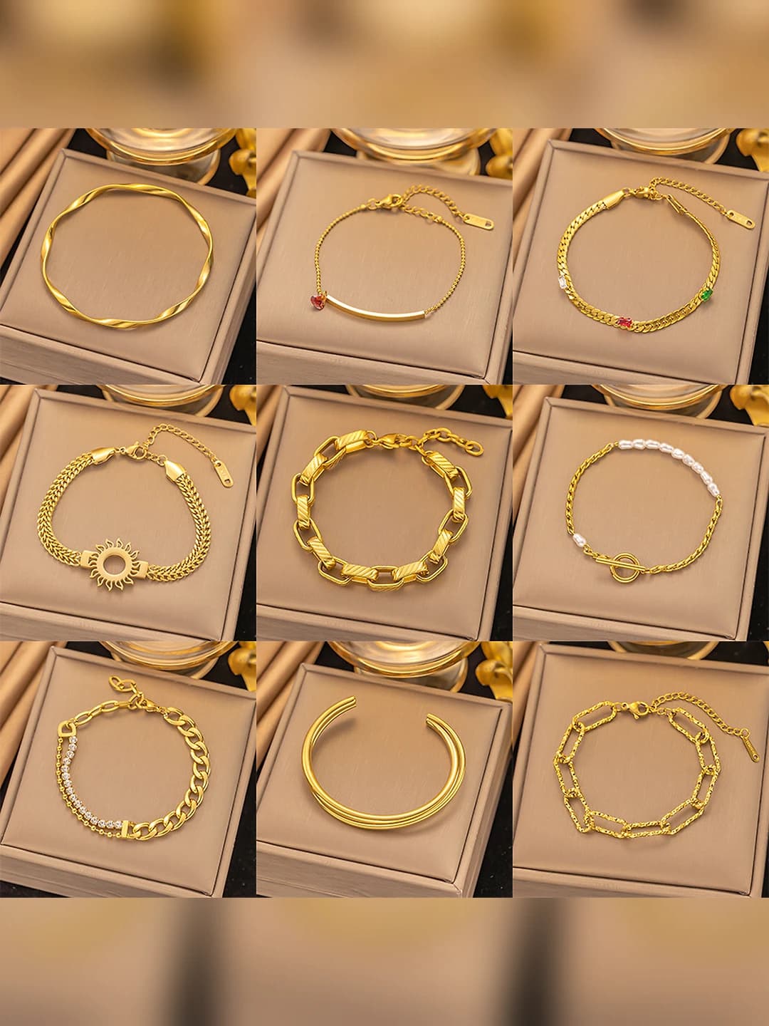 Women's titanium steel bracelet, round design element, electroplating processing technology, European and American style