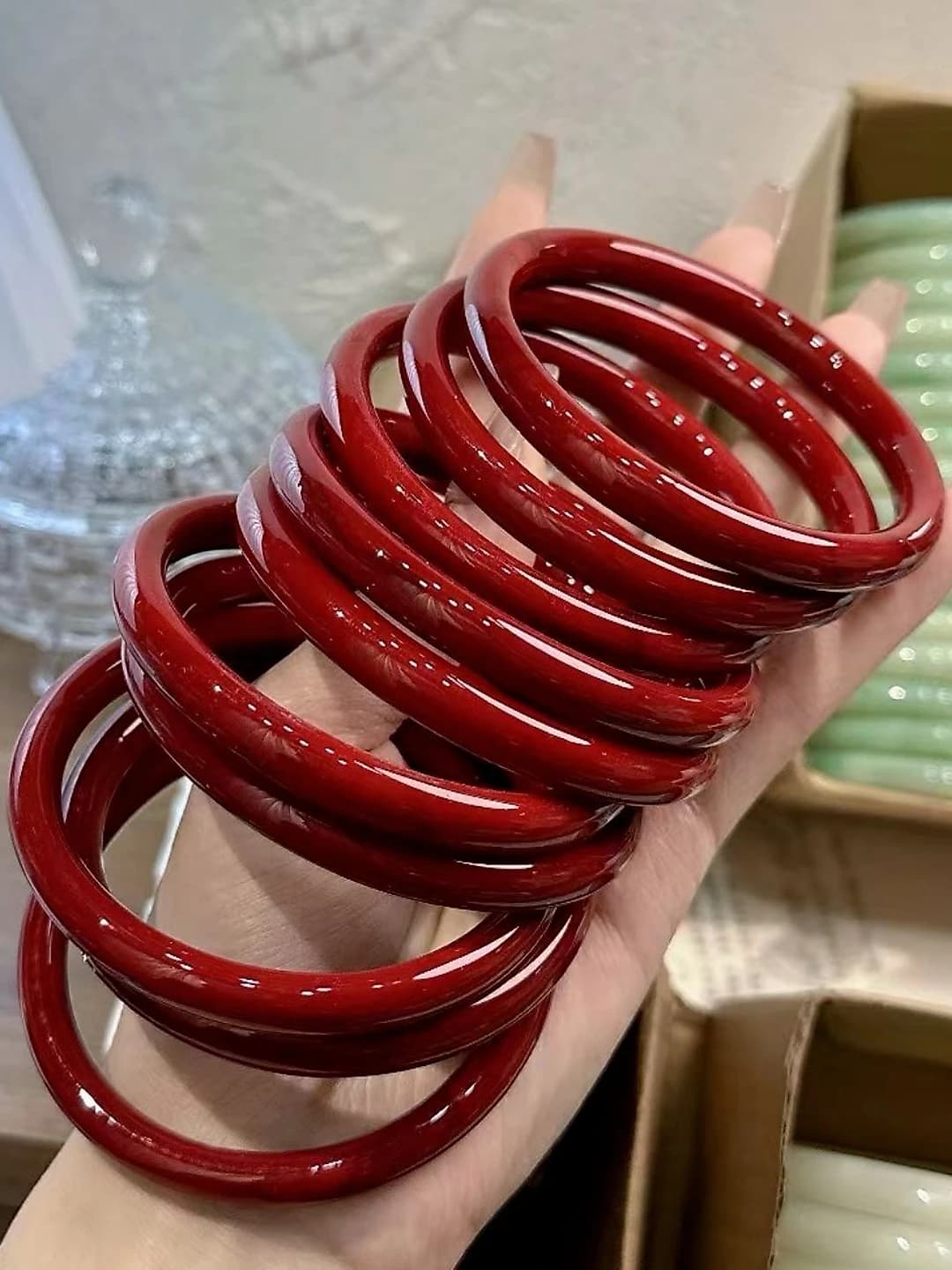 【8mm】Cinnabar qizil 1 dona