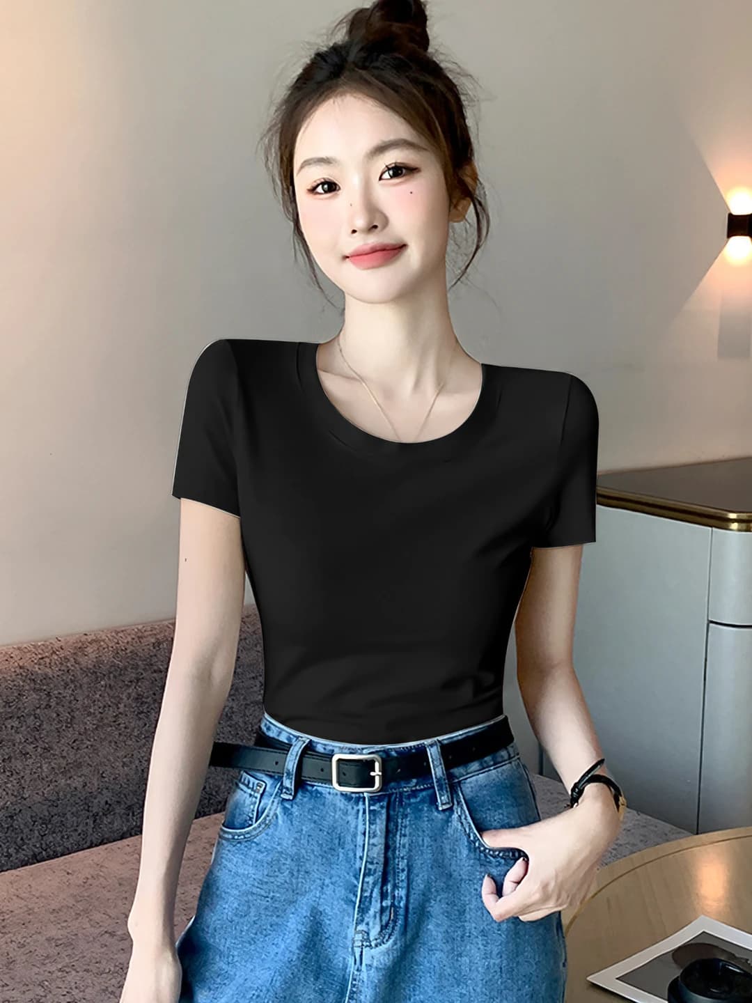 Black, ribbed