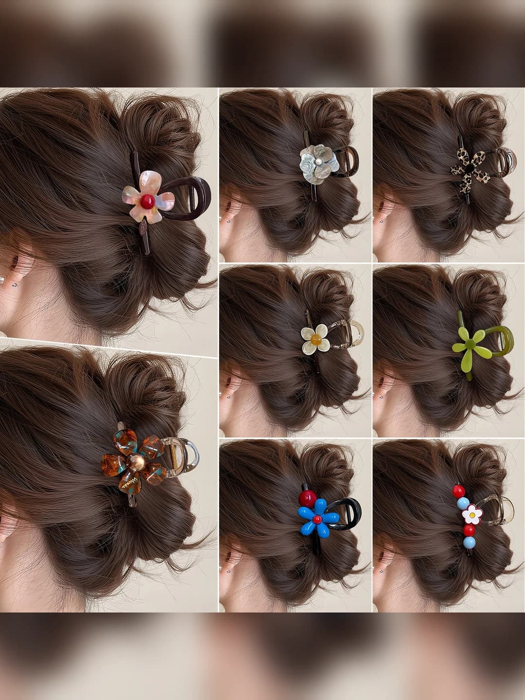 Women's medium-sized floral crab claw hair clip, 2026, sweet style