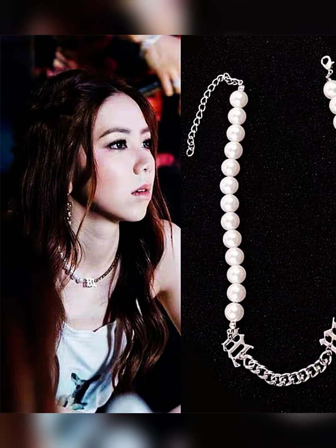 Women's short chain necklace with imitation pearls and English letters, ins style