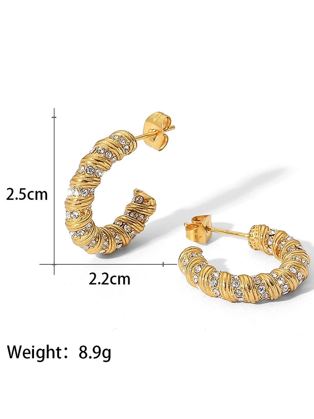 White diamond C-shape gold