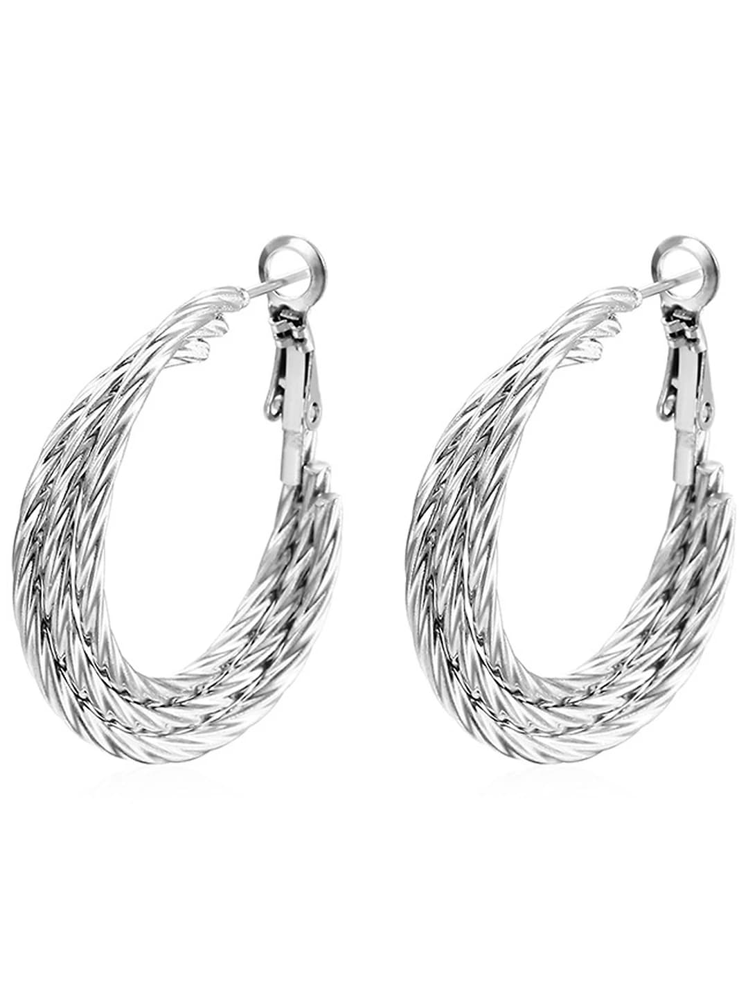 Twisted three-layer earrings steel