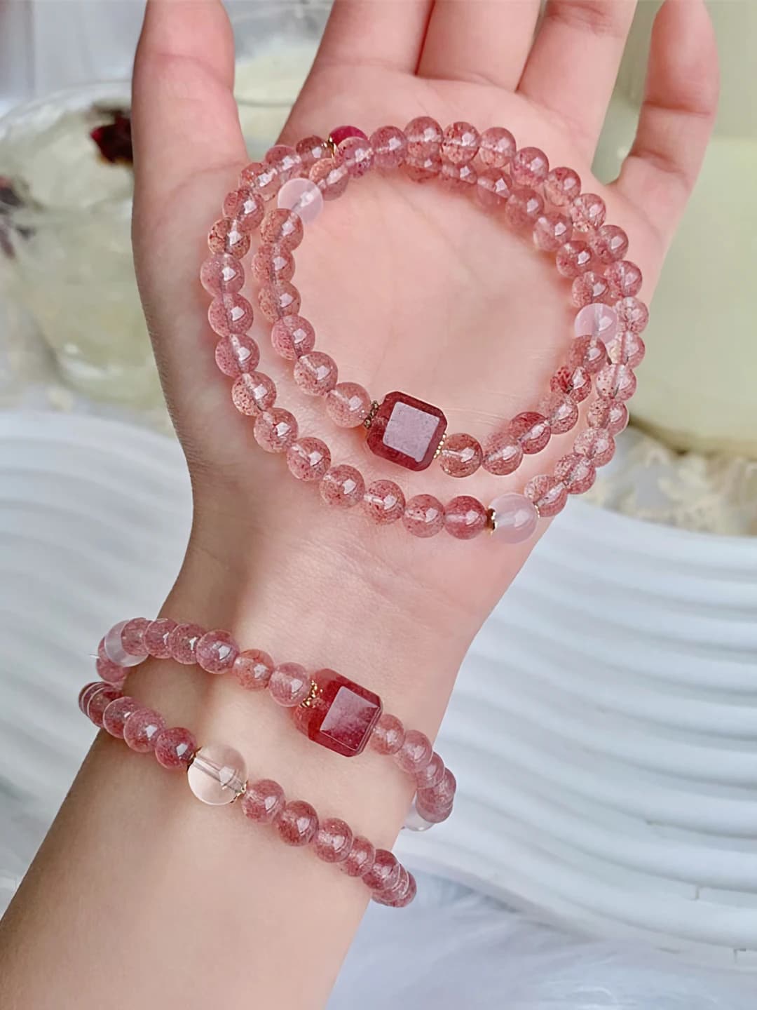 Два круга Strawberry Quartz
