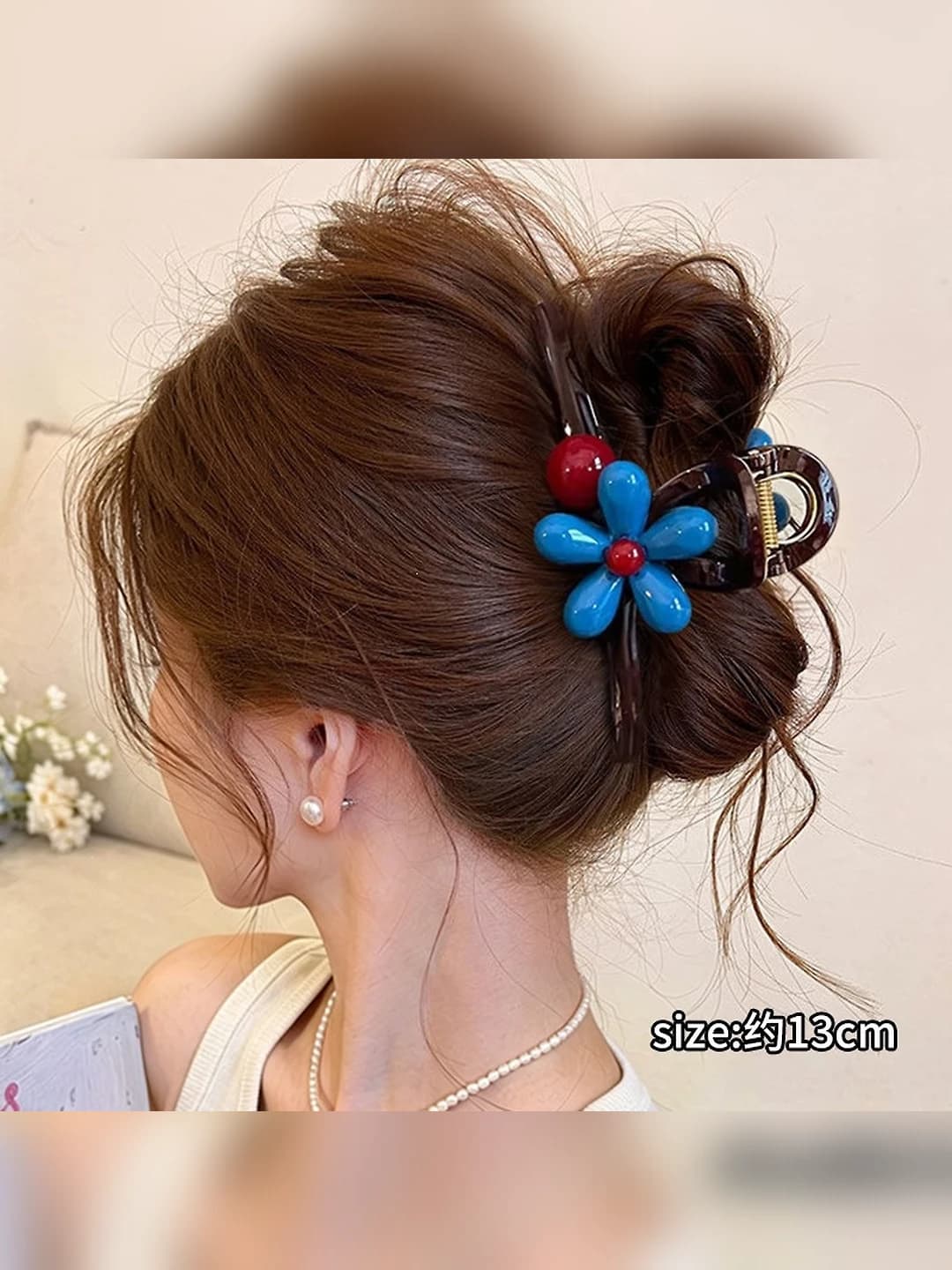 6# Синие мелкие цветы коричневый ~12.5 см
