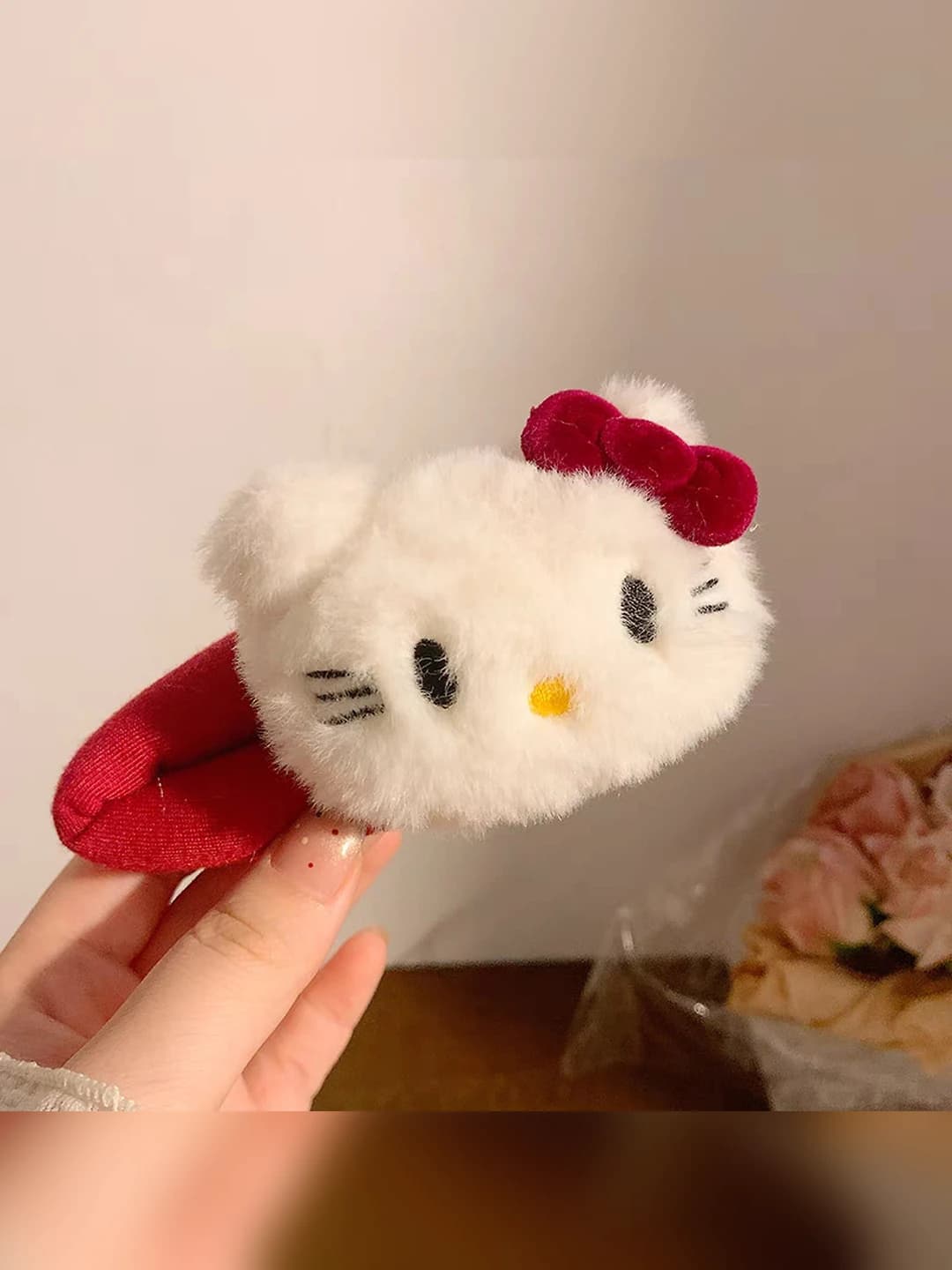 Red bow KT cat BB clip - 11cm