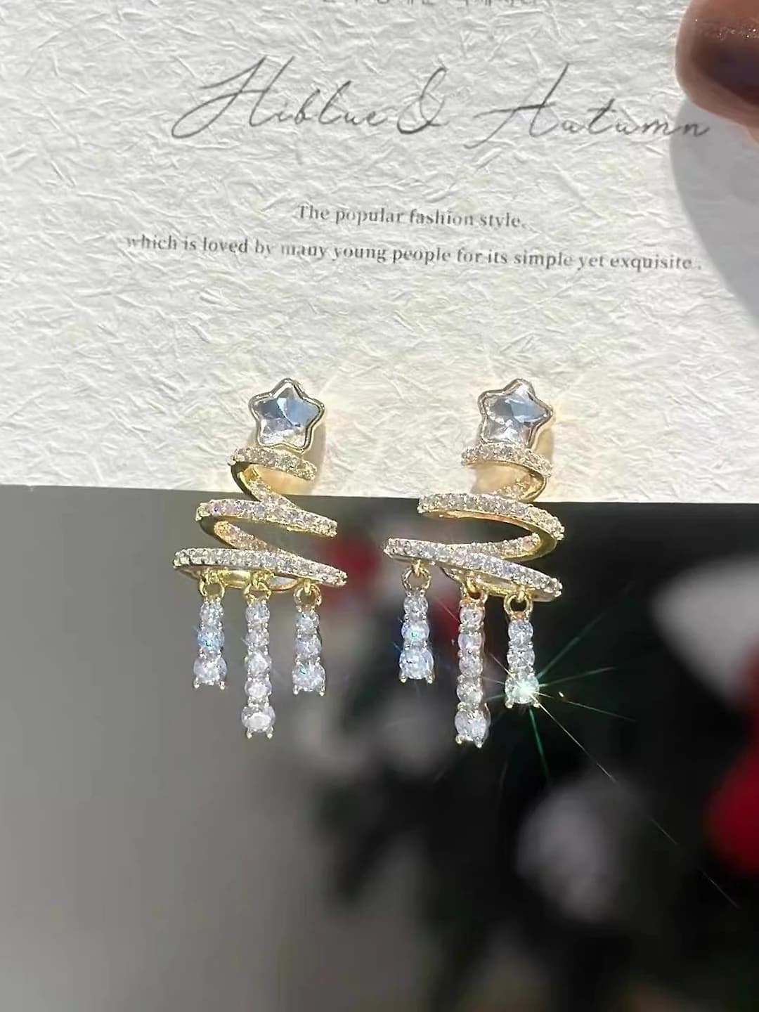 Women's autumn-winter tassel earrings in Chanel style with bell design element, made of alloy with electroplating, unique and exquisite look