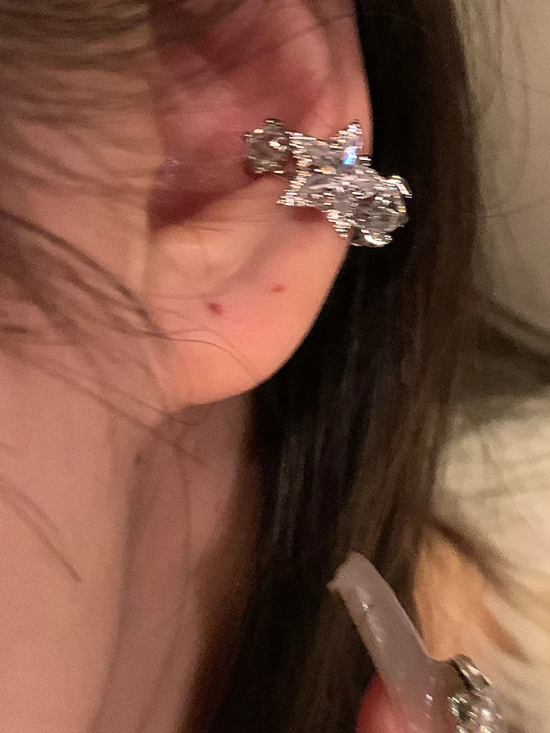 Серебристый, зажим для ушей
