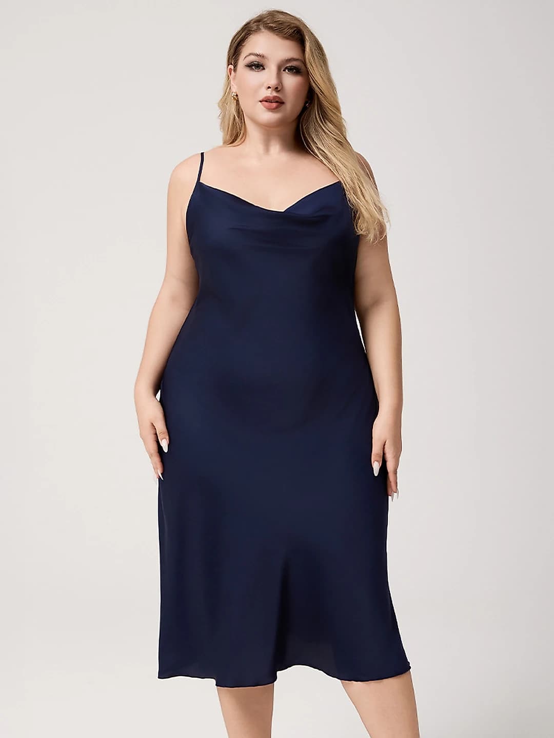 Women's plus size sleeveless satin nightgown with high neck, long skirt, for summer, spring and autumn, loungewear