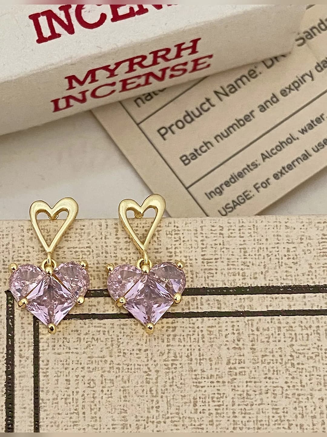 Pink zircon gold earrings