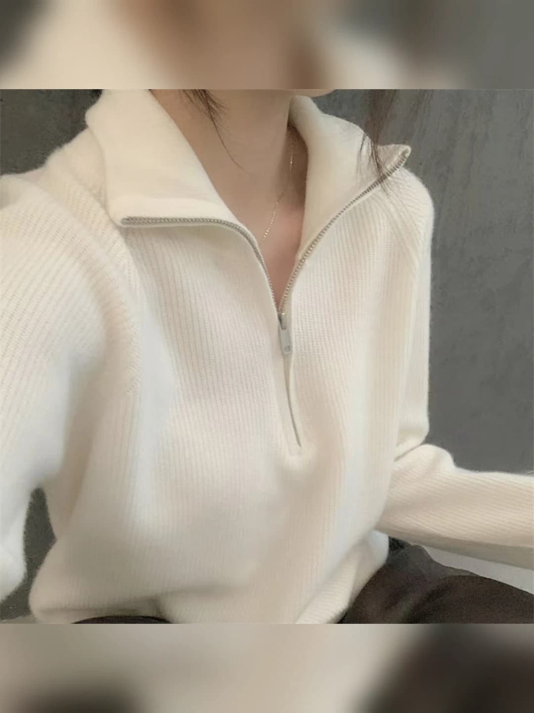 Women's autumn-winter 100% wool and cashmere sweater, high neck, long sleeve, loose fit, slimming