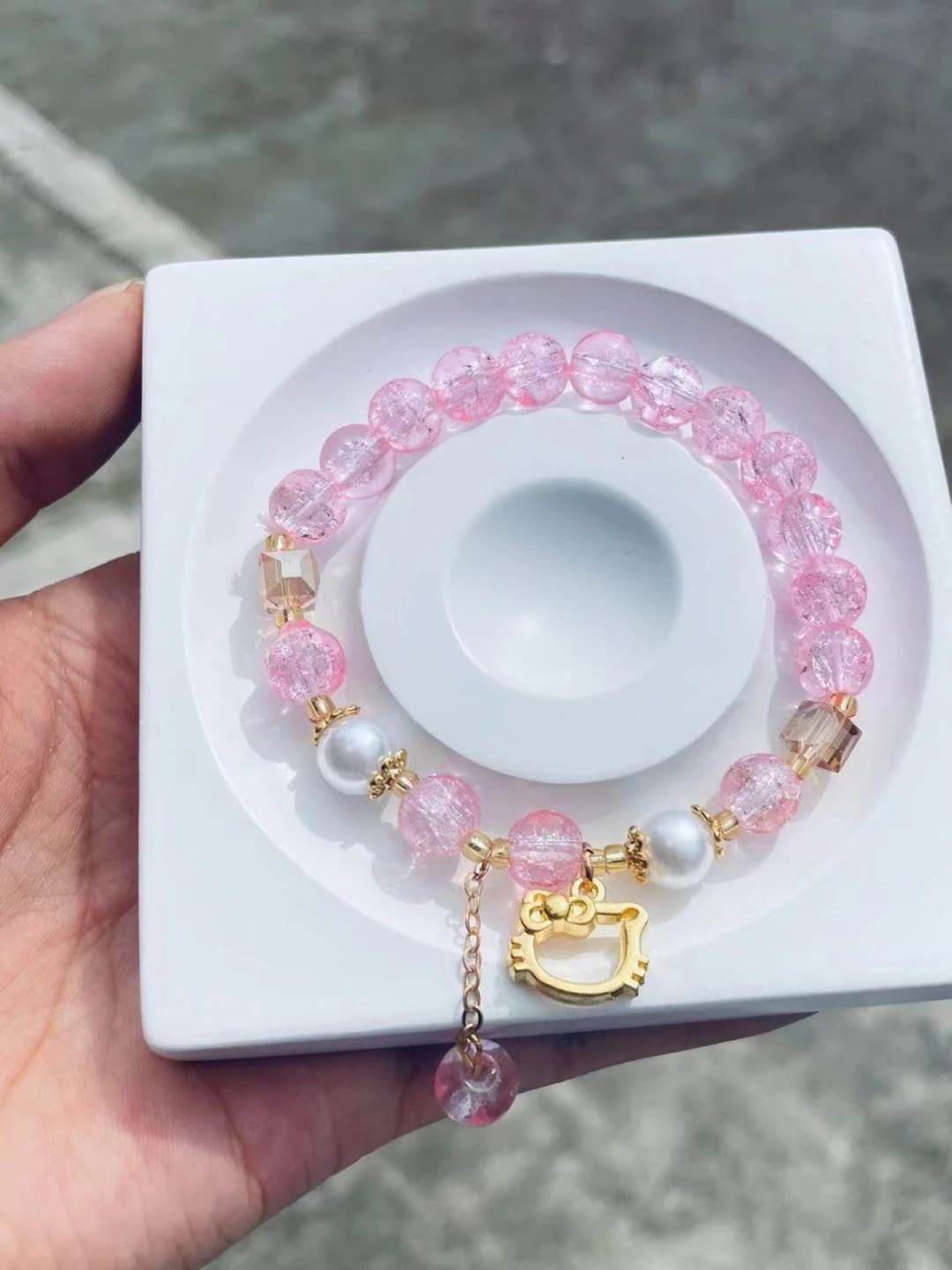 Oltin mushuk pushti kristal bangle