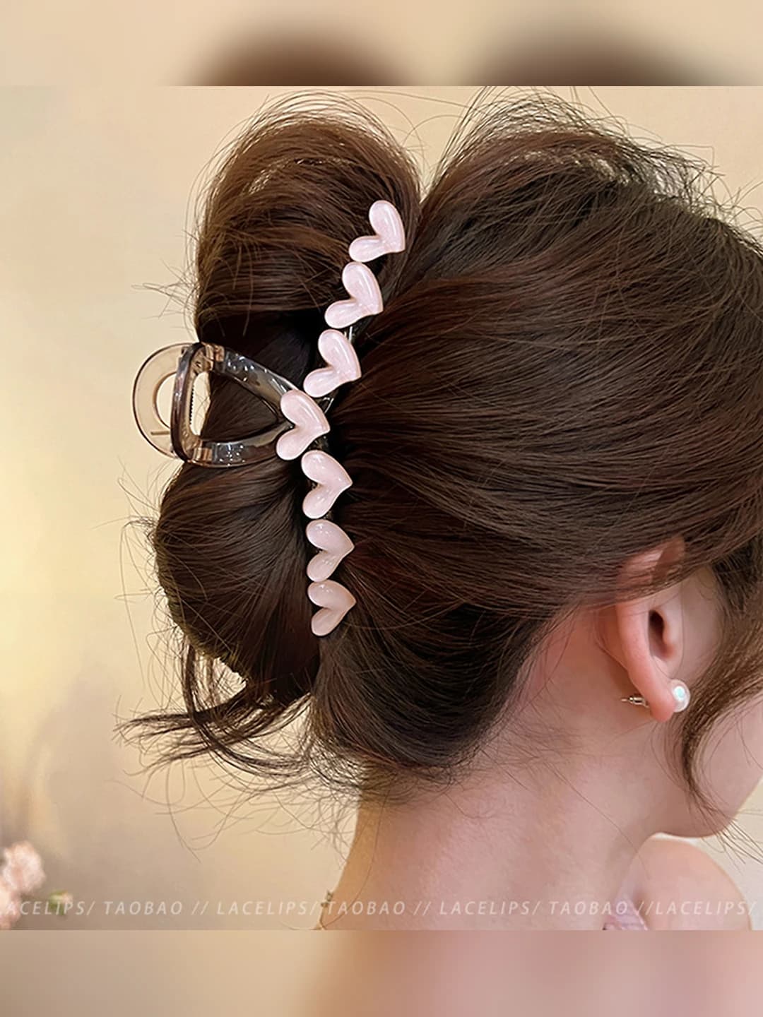 8# Pink heart clip large-13 cm