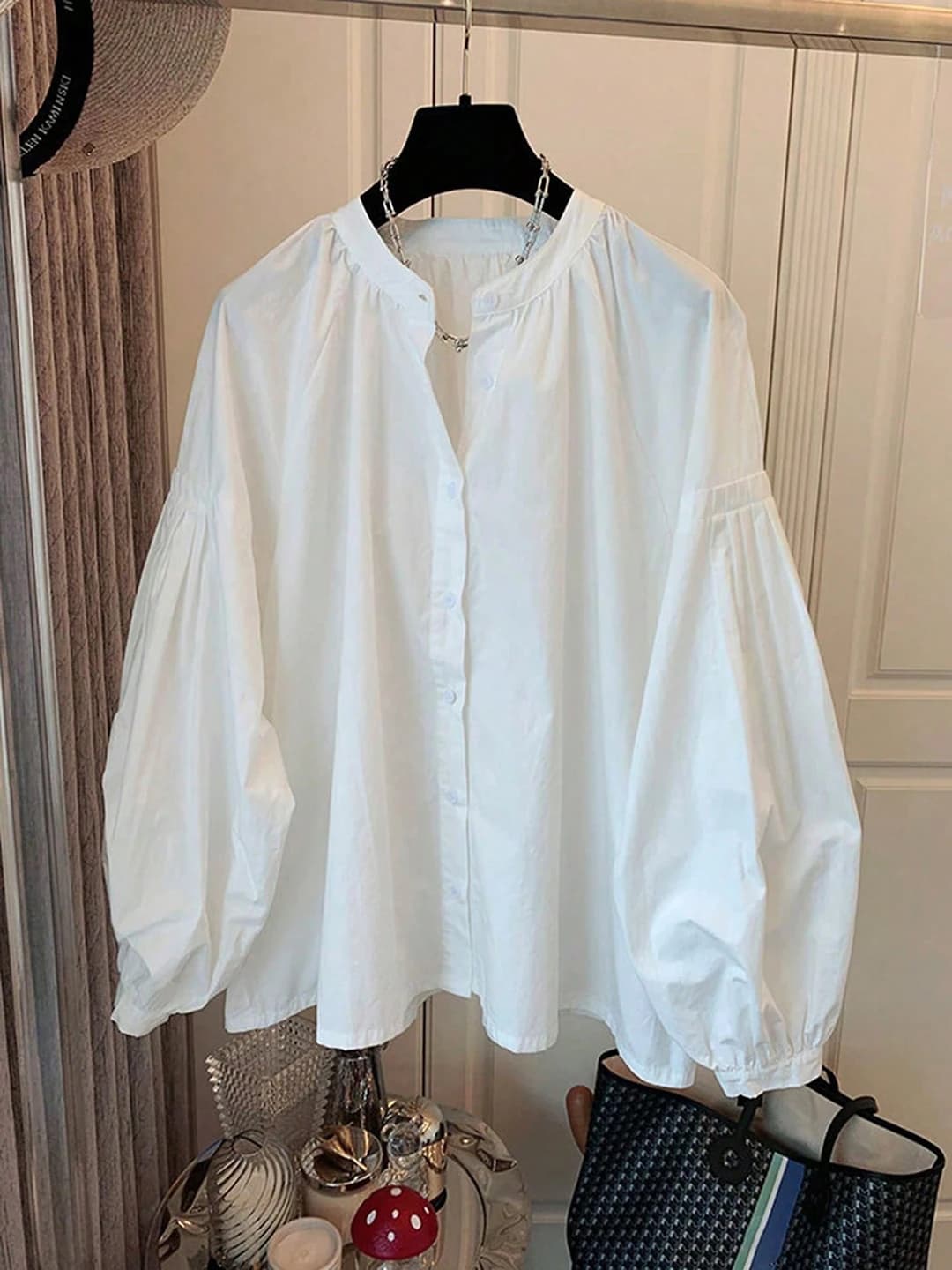 Women's 2026 spring-autumn new model, solid colour crew neck, casual, loose fit, single row button closure, long sleeve shirt