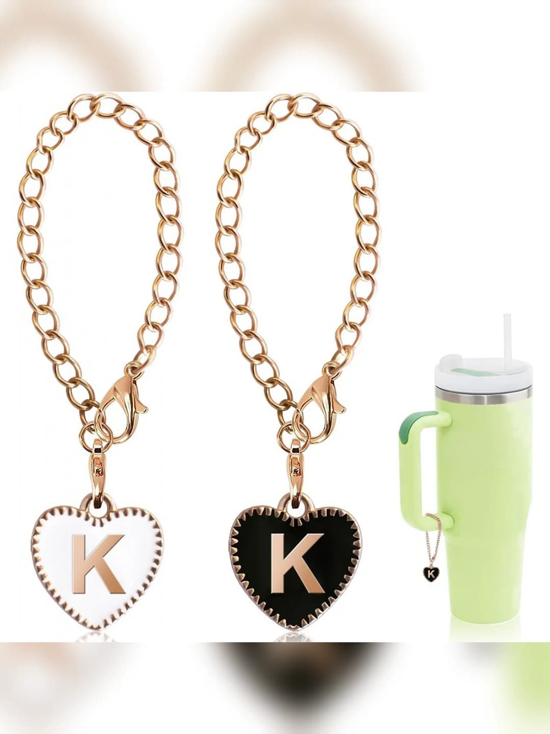 Heart (black+white) 2pc letter charm