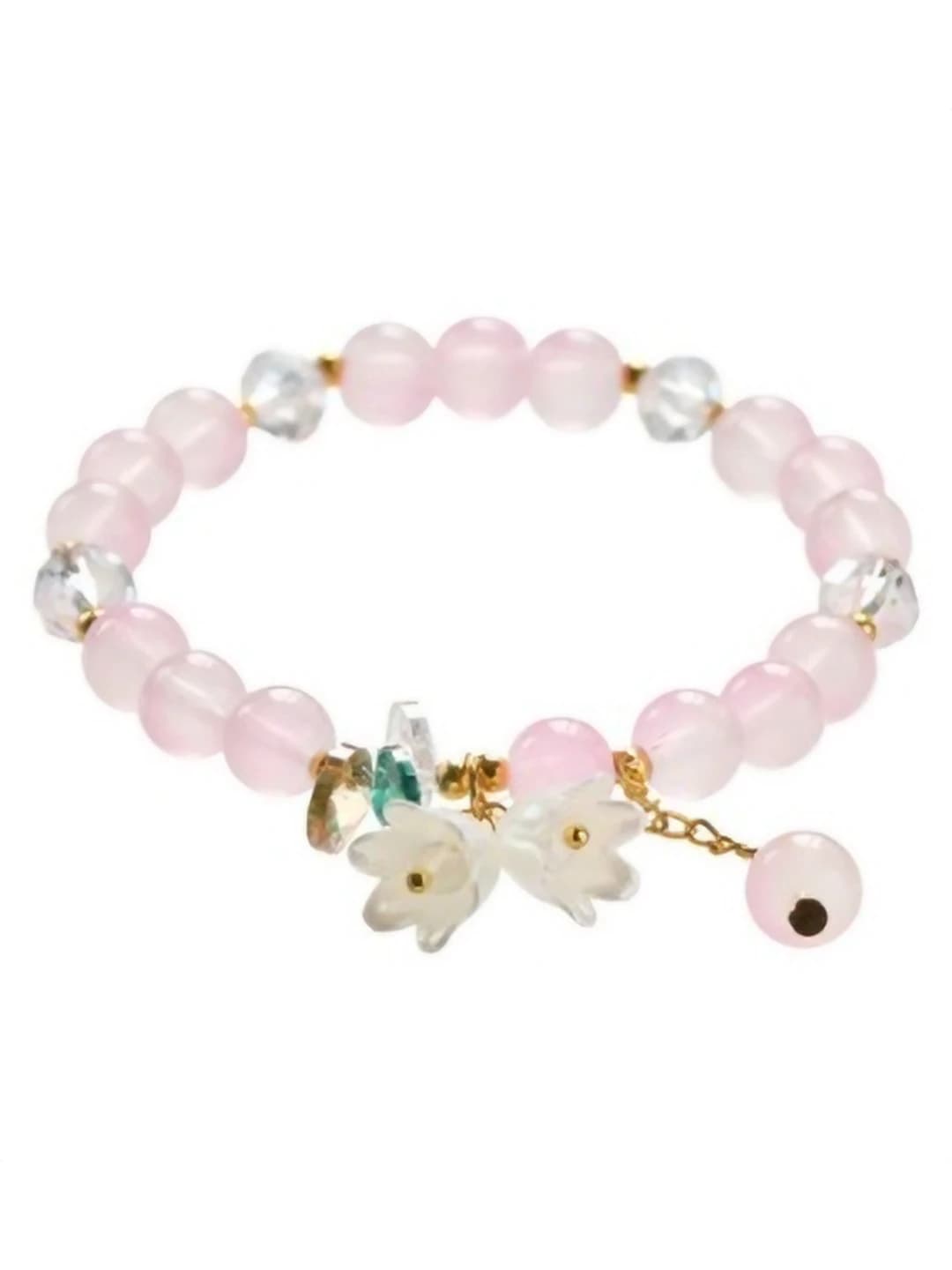 Pink-white glass bracelet S033