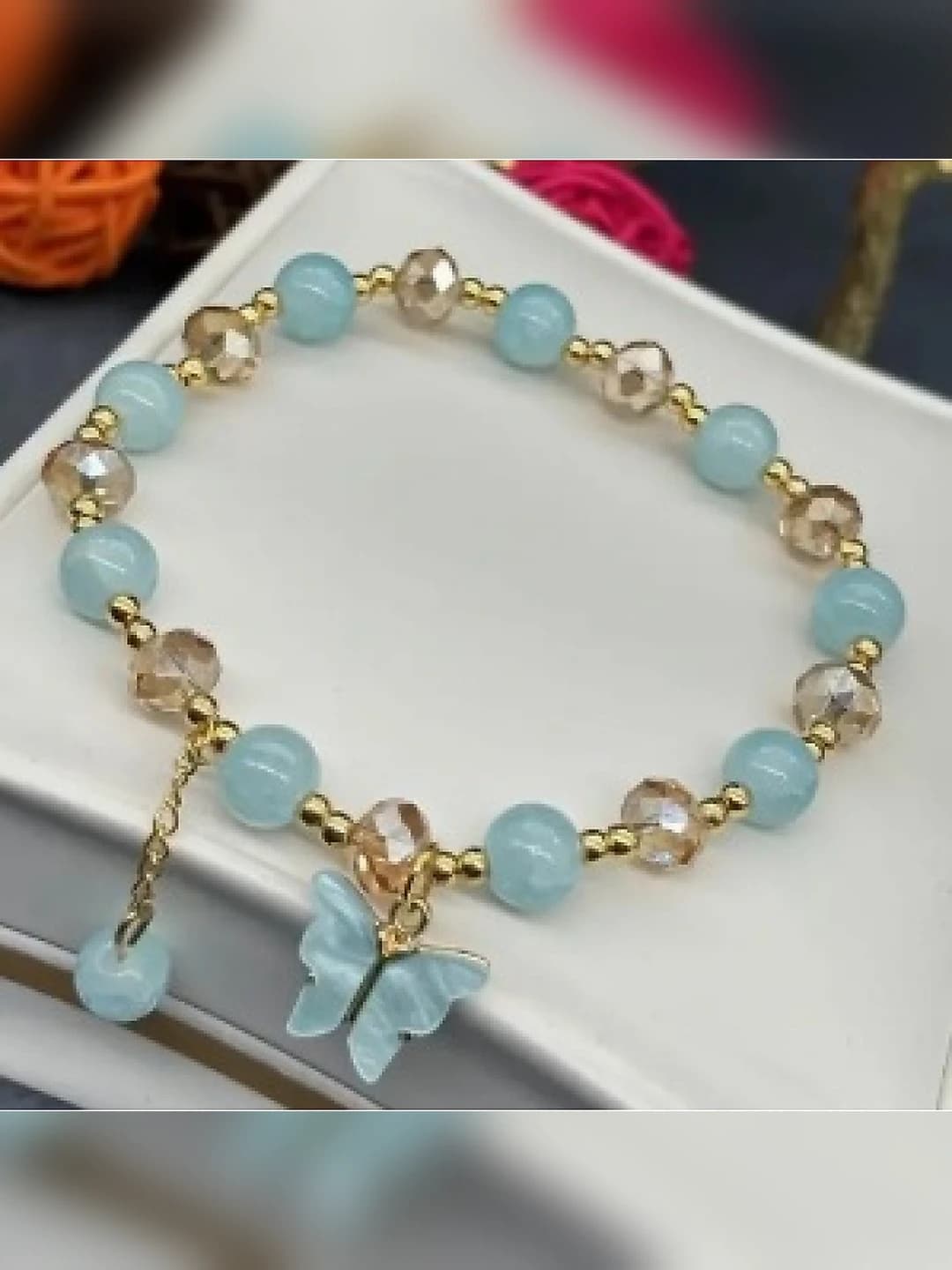 Blue crystal butterfly bracelet