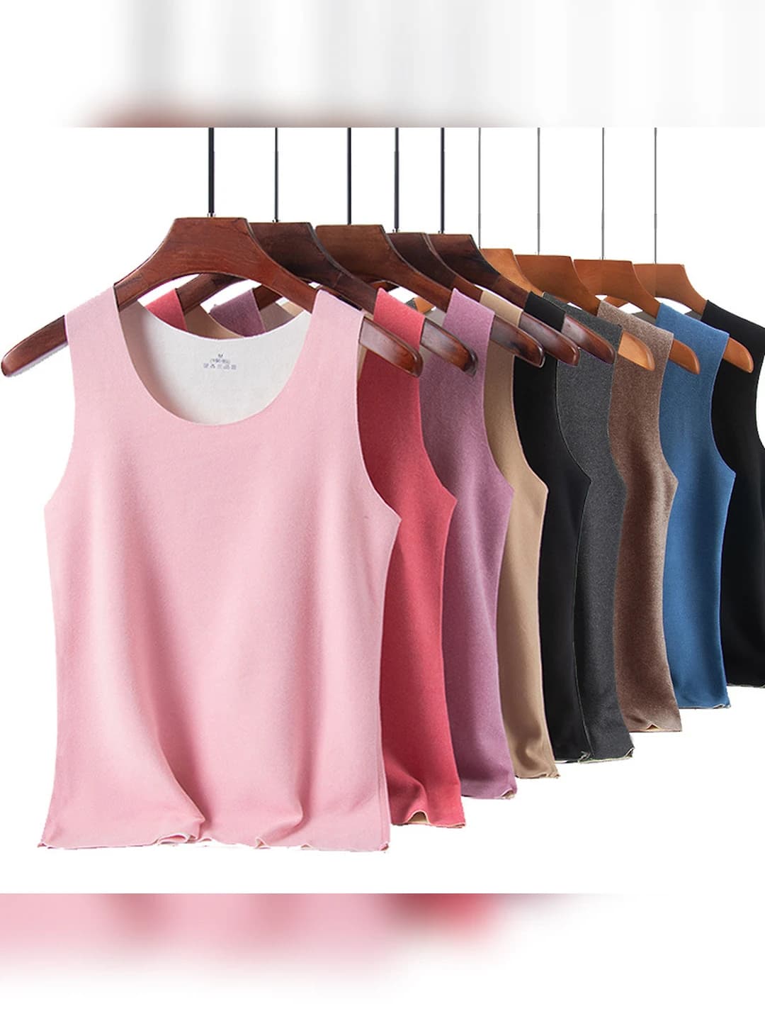 Women's warm tank top underwear, fleece-lined, slim fit, autumn-winter