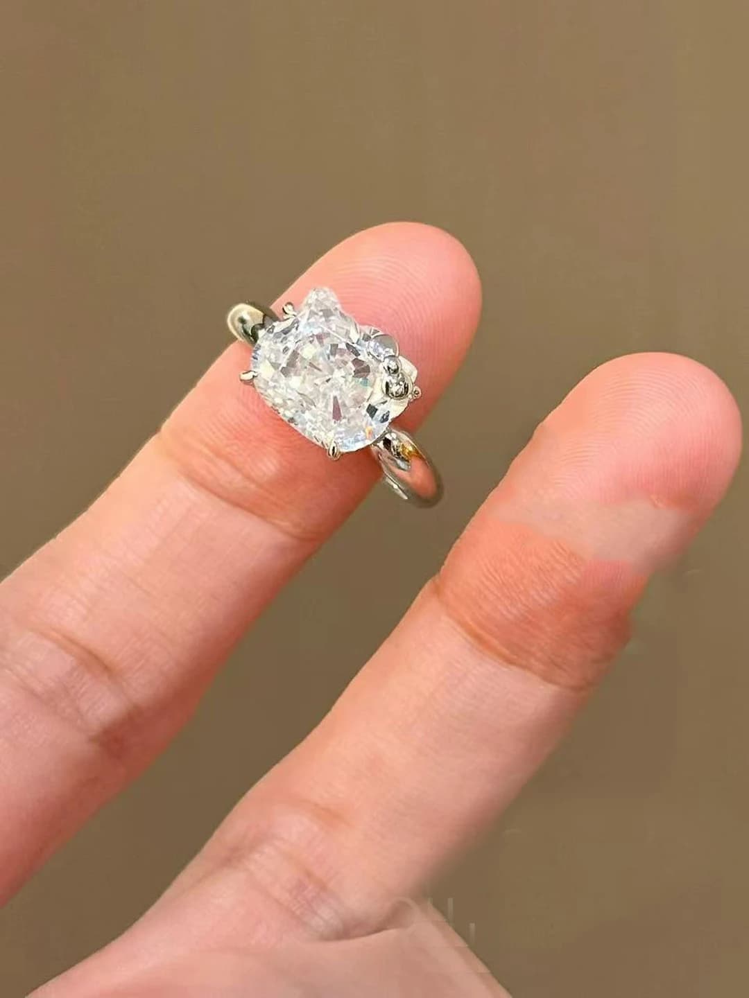 Серебряный KT кот кольцо