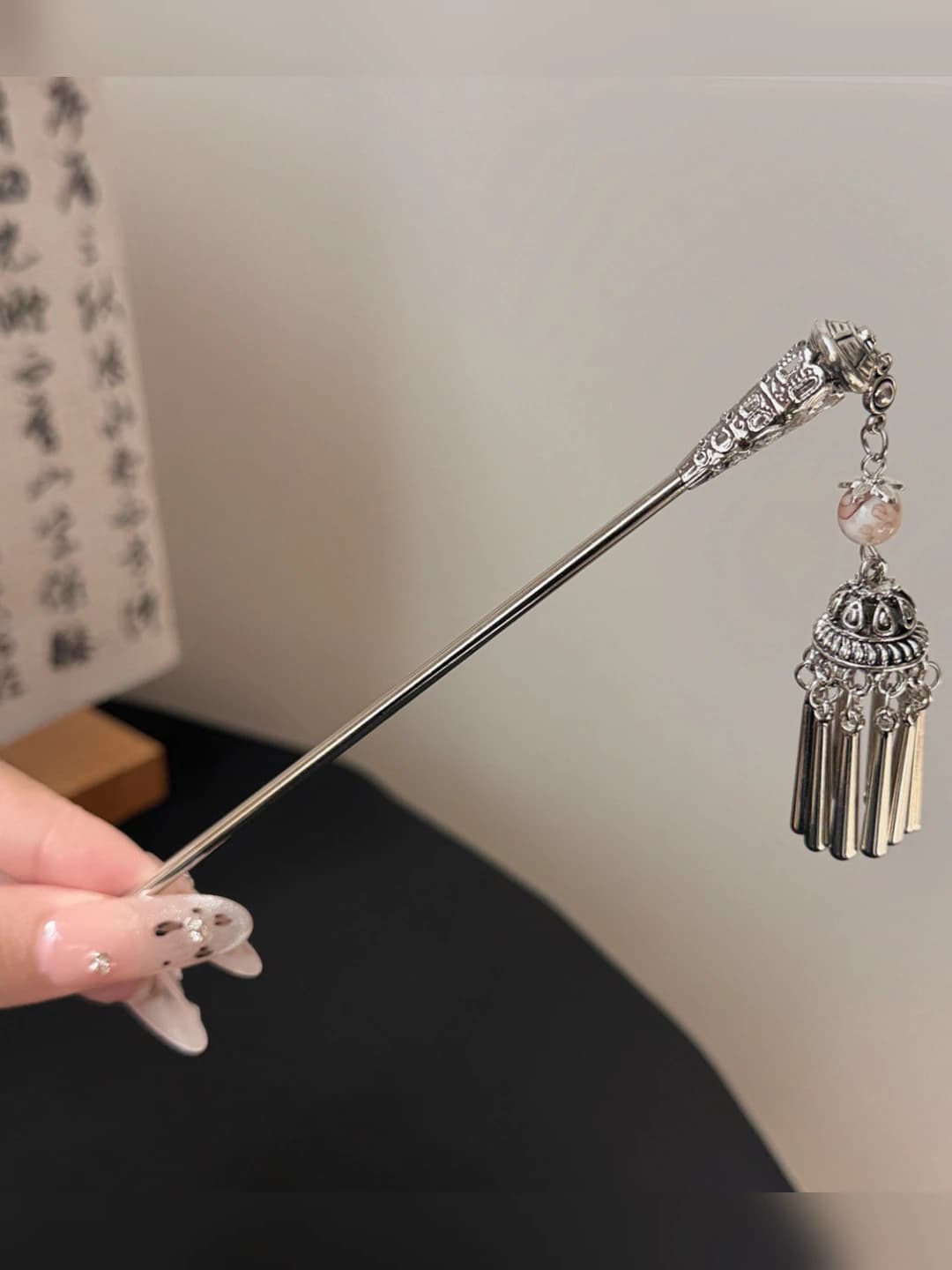 11# Silver lantern hair pin ~15 cm