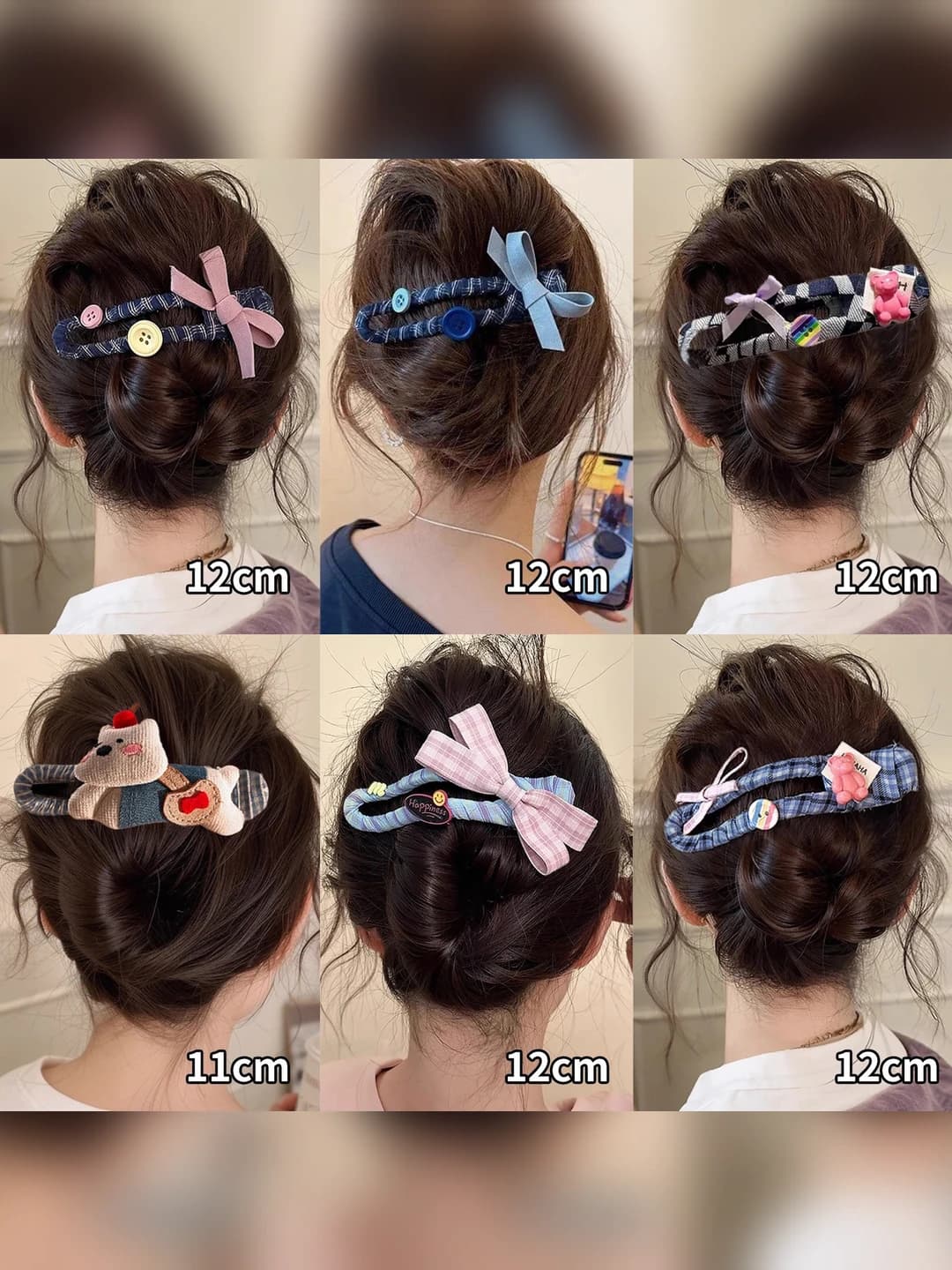Women's 2026 Korean style acrylic hair clip with handmade finish and colorful bow