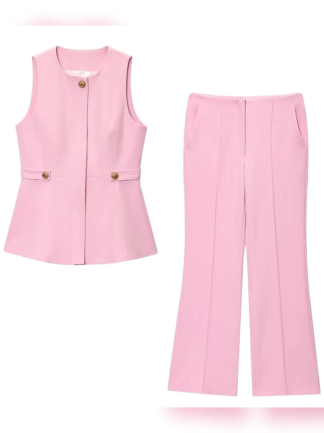 Women's summer 2026 set: tank top and trousers, solid colour, casual style