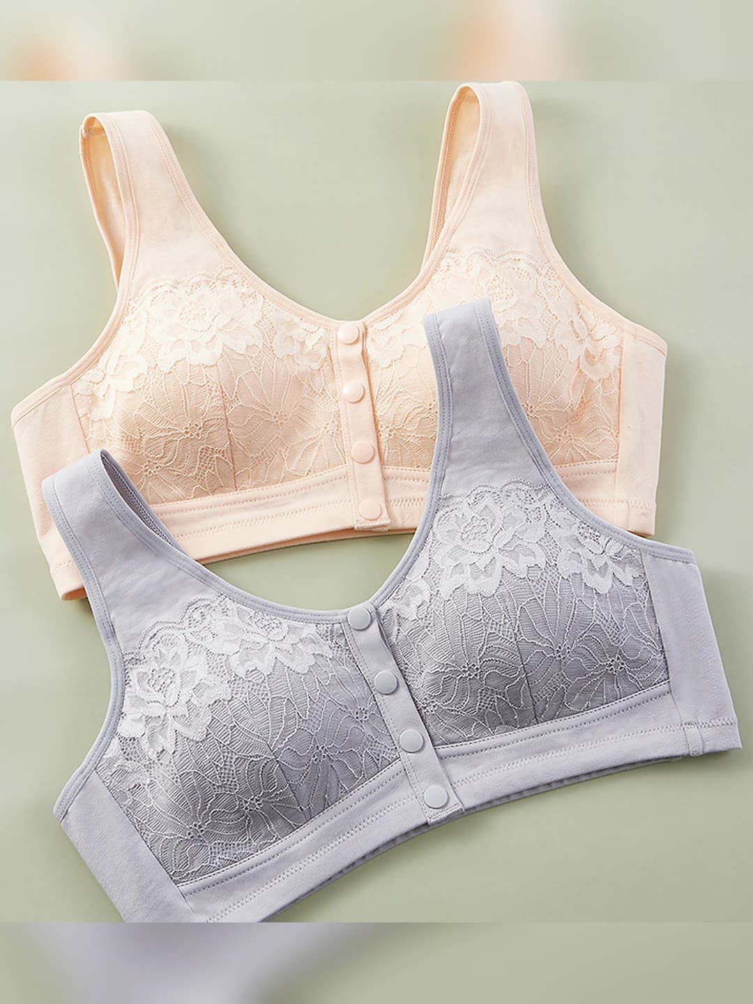 Women's 2-pack cotton summer wireless vest-style bra, plus size, thin