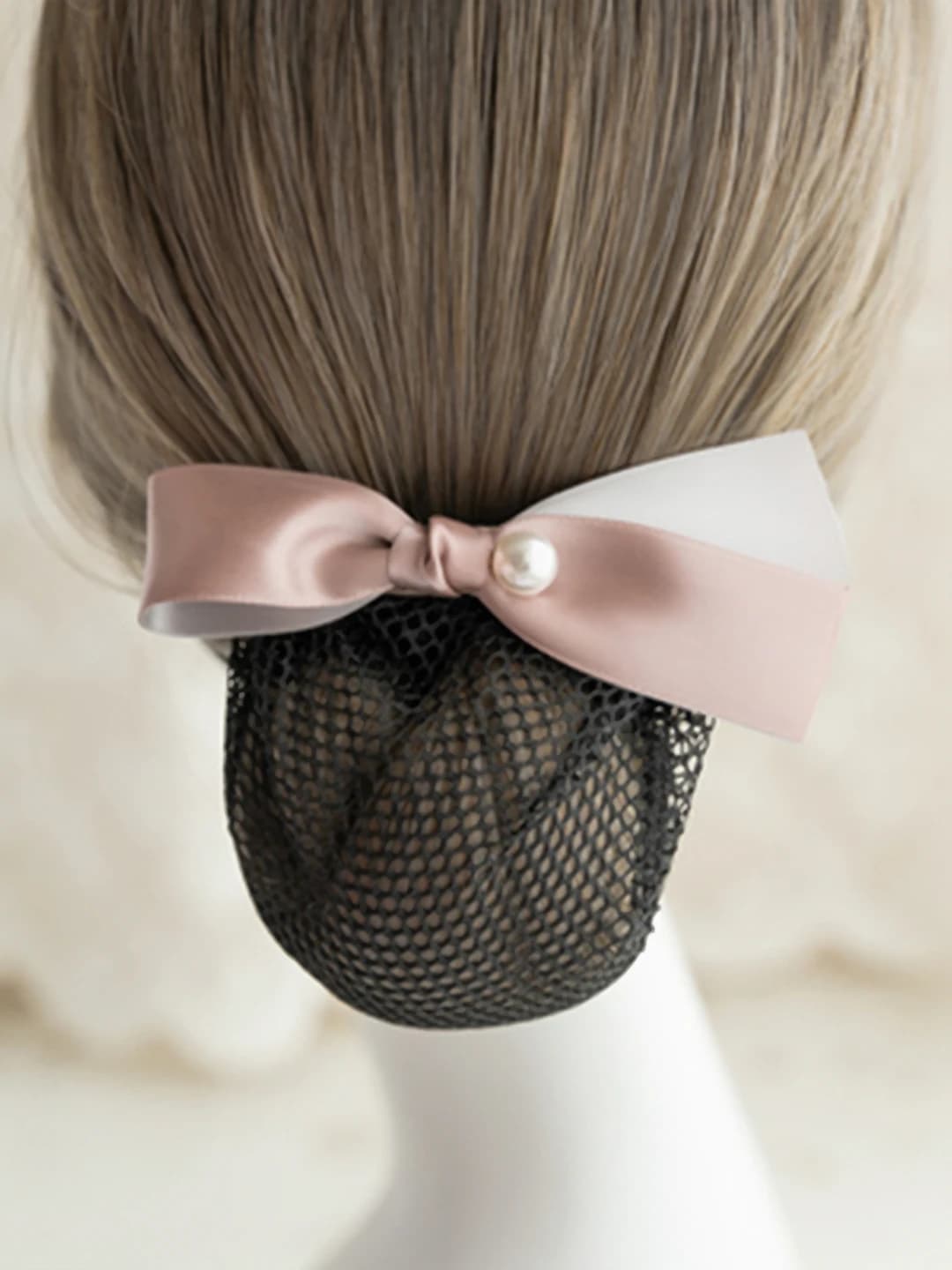 Single pearl, angled, pink, fine mesh